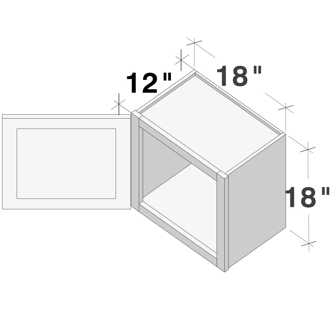 Dove Grey RTA 18"W x 12"D x 18"H Short Wall Cabinet with 1 Door