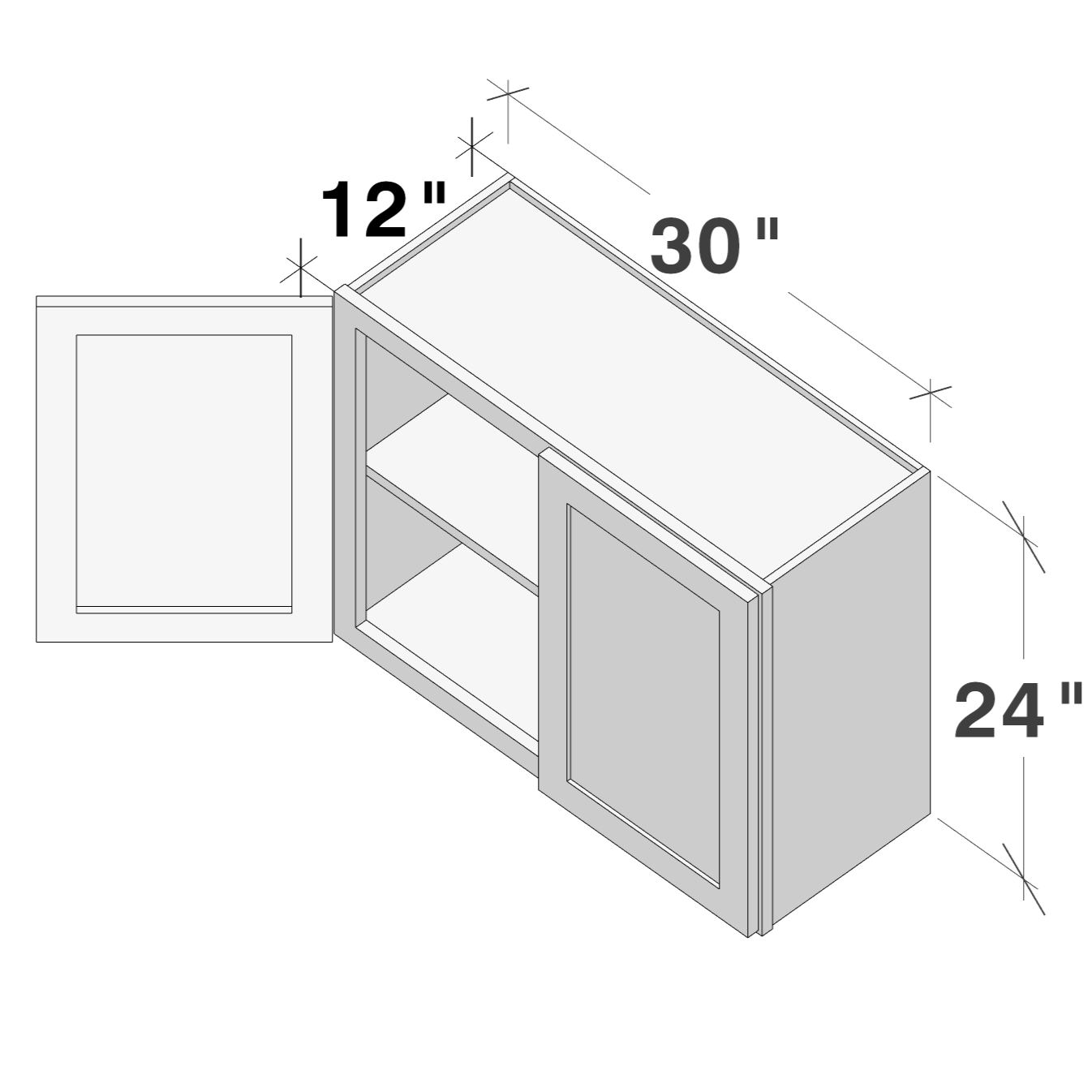30"W x 12"D x 24"H Plywood Wall Kitchen Cabinet with 2 Doors Ready to Assemble