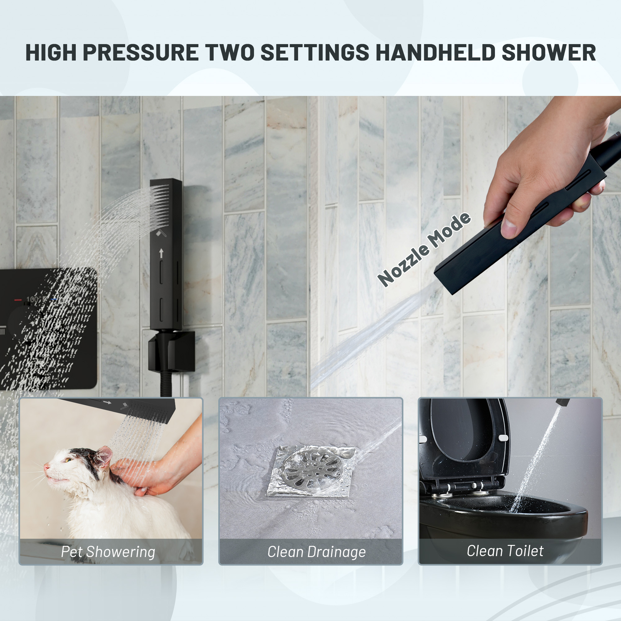 11.8*7.8 inch Coaxial Thermostatic Shower System with 2-Function Handheld