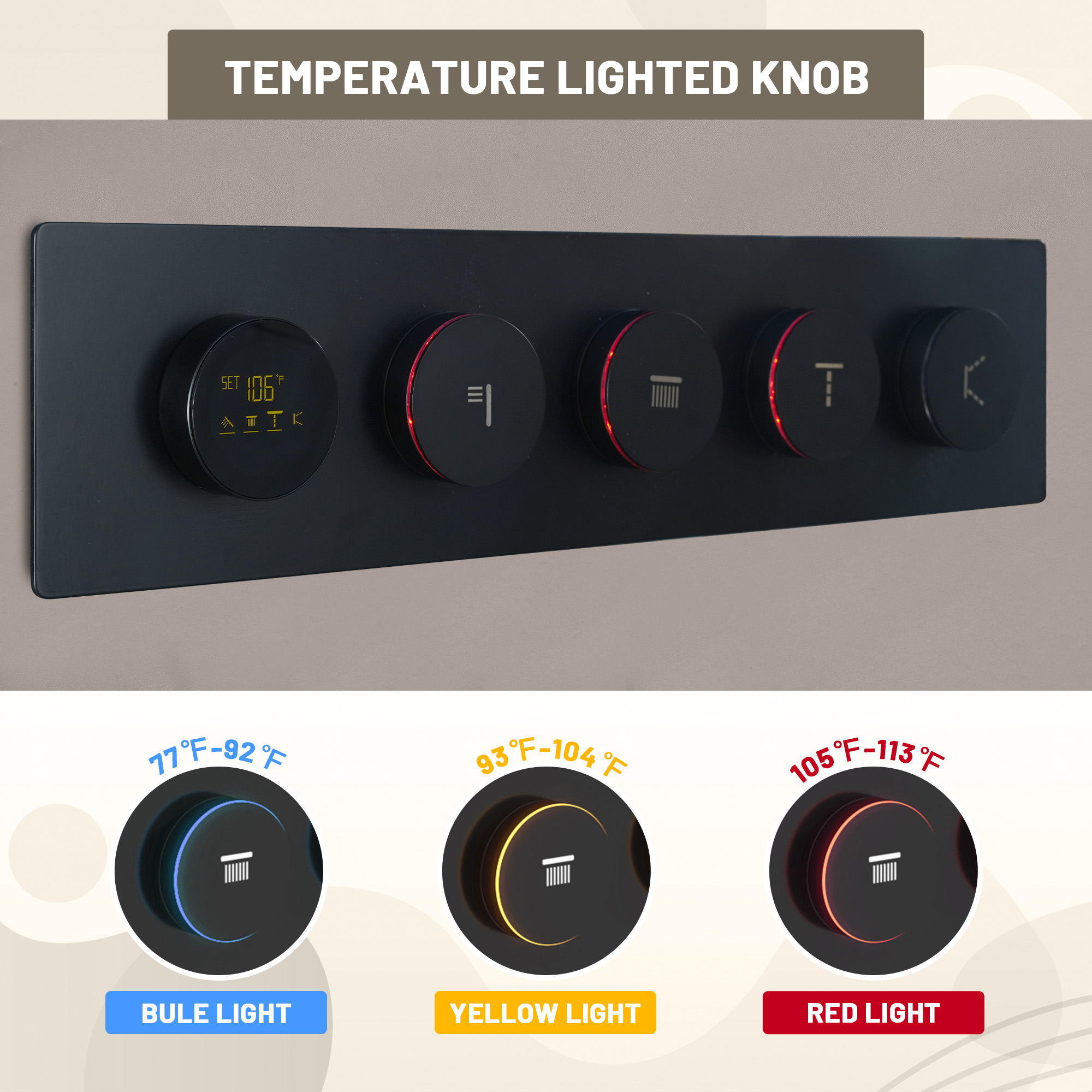 27.55*13.78 inch 4-Function Luxury Digital Shower System with LED & Bluetooth