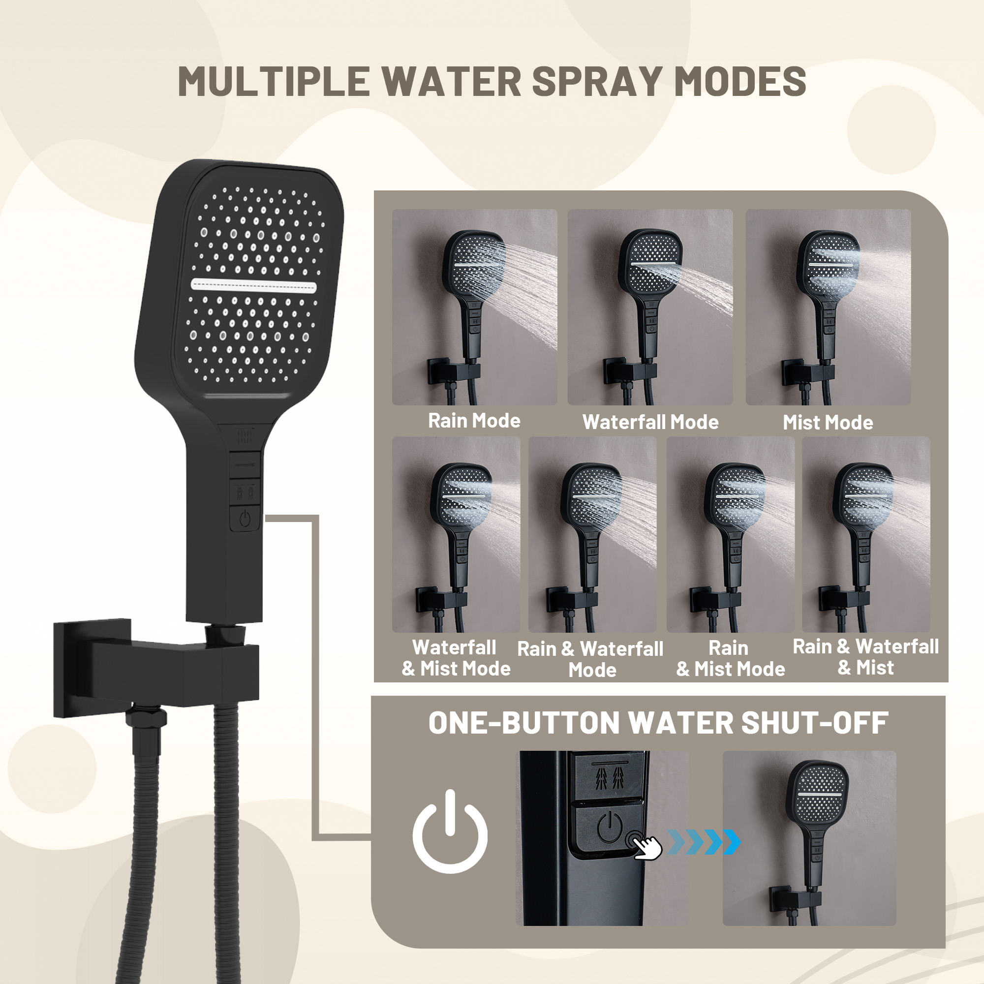 27.55*13.78 inch 4-Function Luxury Digital Shower System with LED & Bluetooth