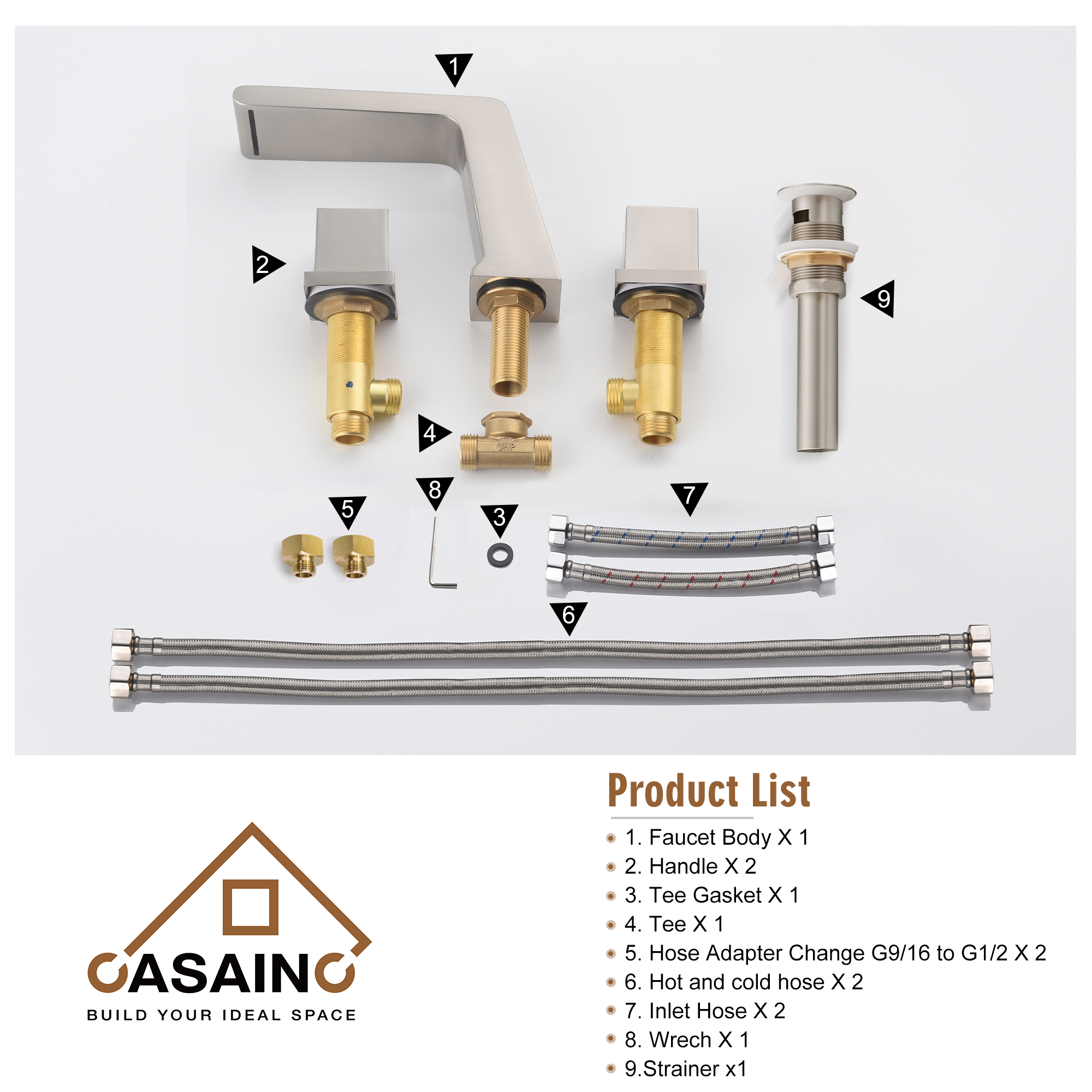 3-Hole Deck-Mounted Waterfall Basin Faucet Bathroom Sink Faucet