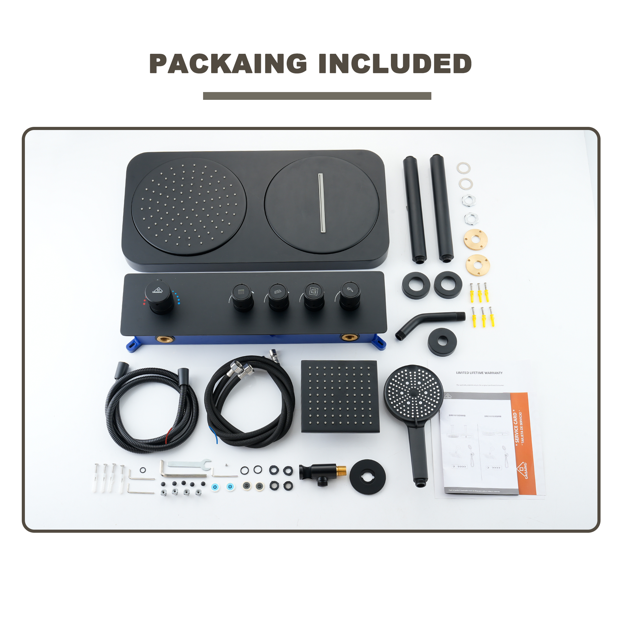 22.56*11.22 inch Ceiling-Mounted 4-Function Thermostatic Dual Shower System with Hand Shower