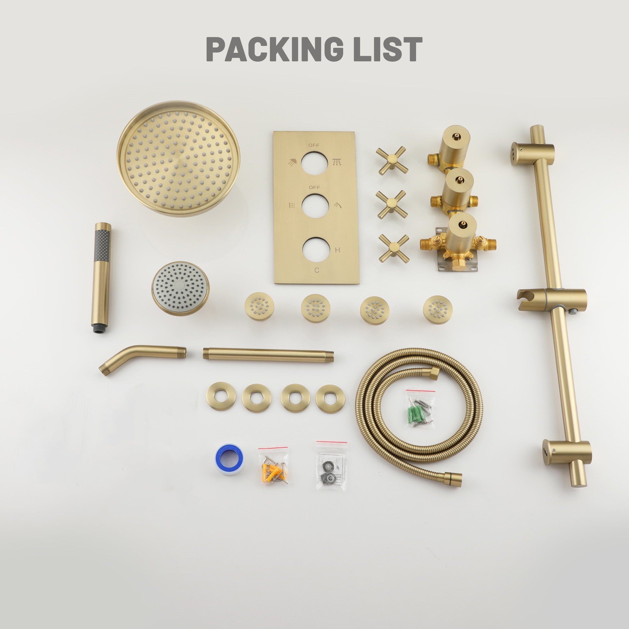 8" Dual Shower Head System with Slide Bar & Hand Shower & 4 Body Jets 