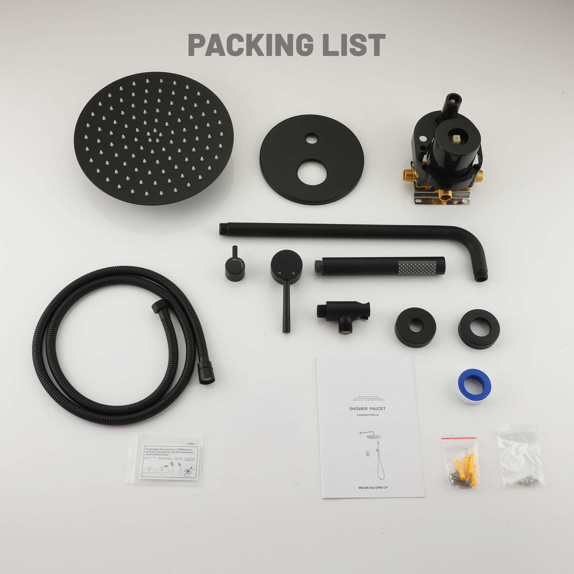 10-inch 2-Function Wall-Mounted Rain Shower System with Hand Shower