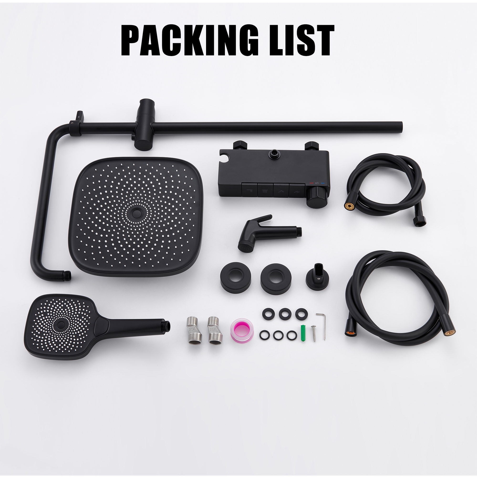 10-inch 4-Function Thermostatic Exposed Shower System with Tub Spout & Handheld Bidet