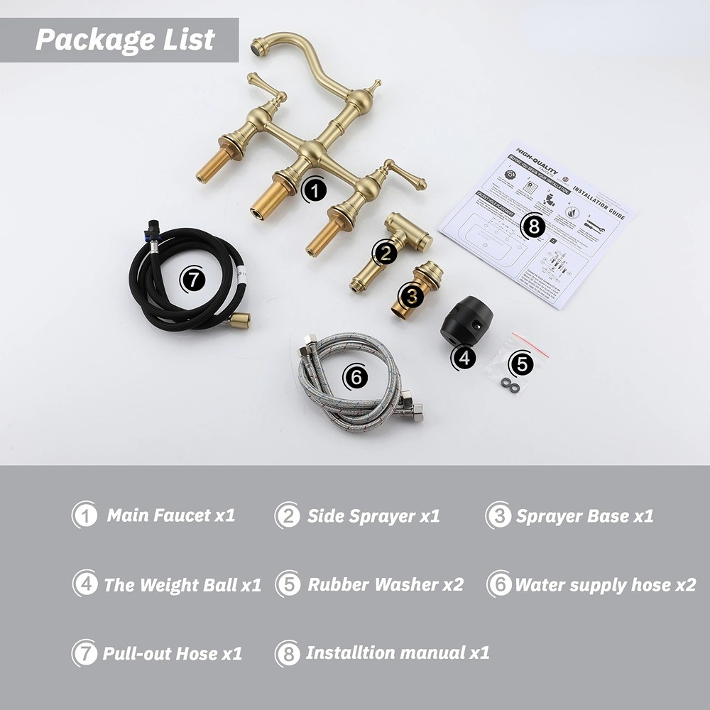 Vintage Dual-Handle Brass Kitchen Faucet with Side Spray