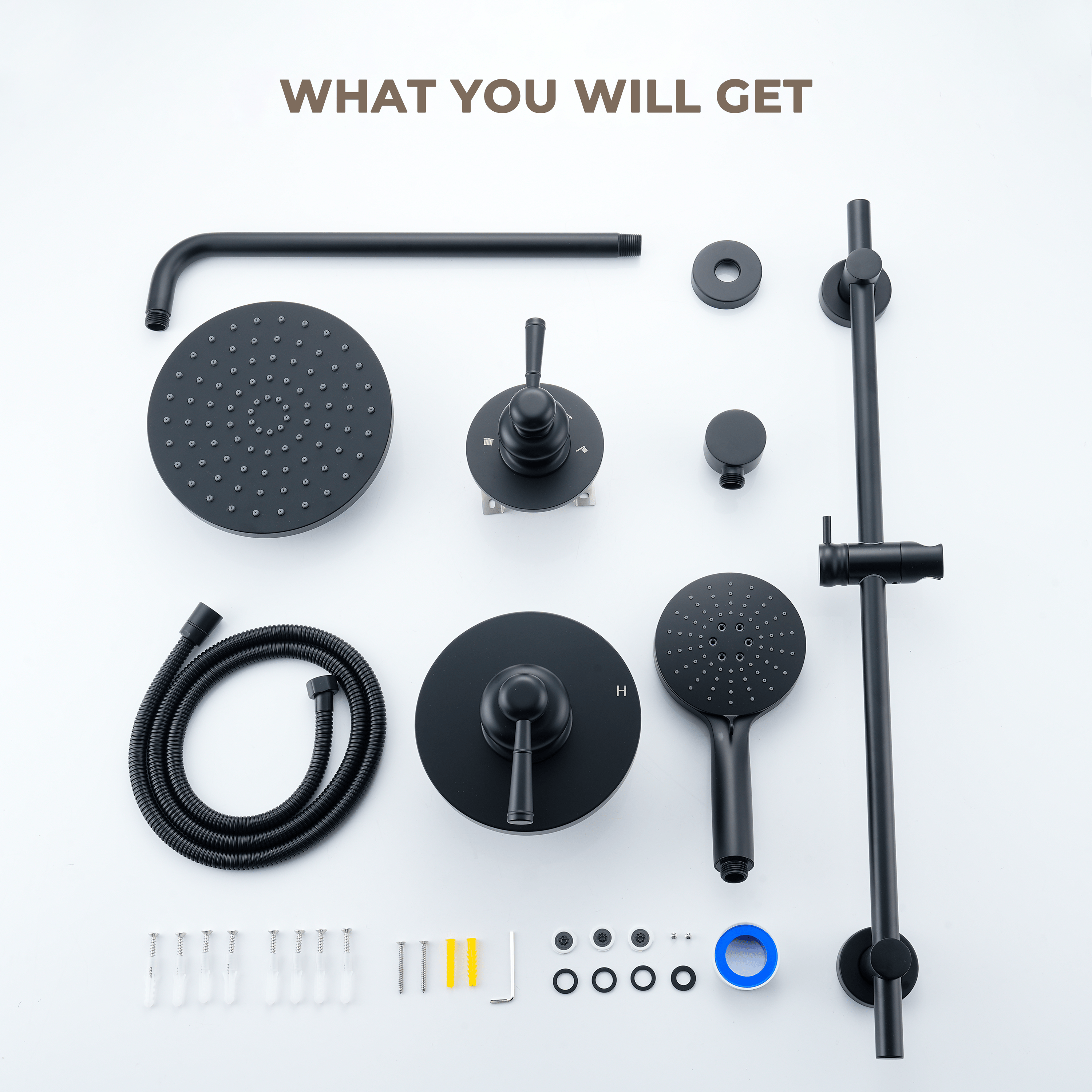 8-inch 2-Function Pressure Balance Shower System with 3 Spray Modes