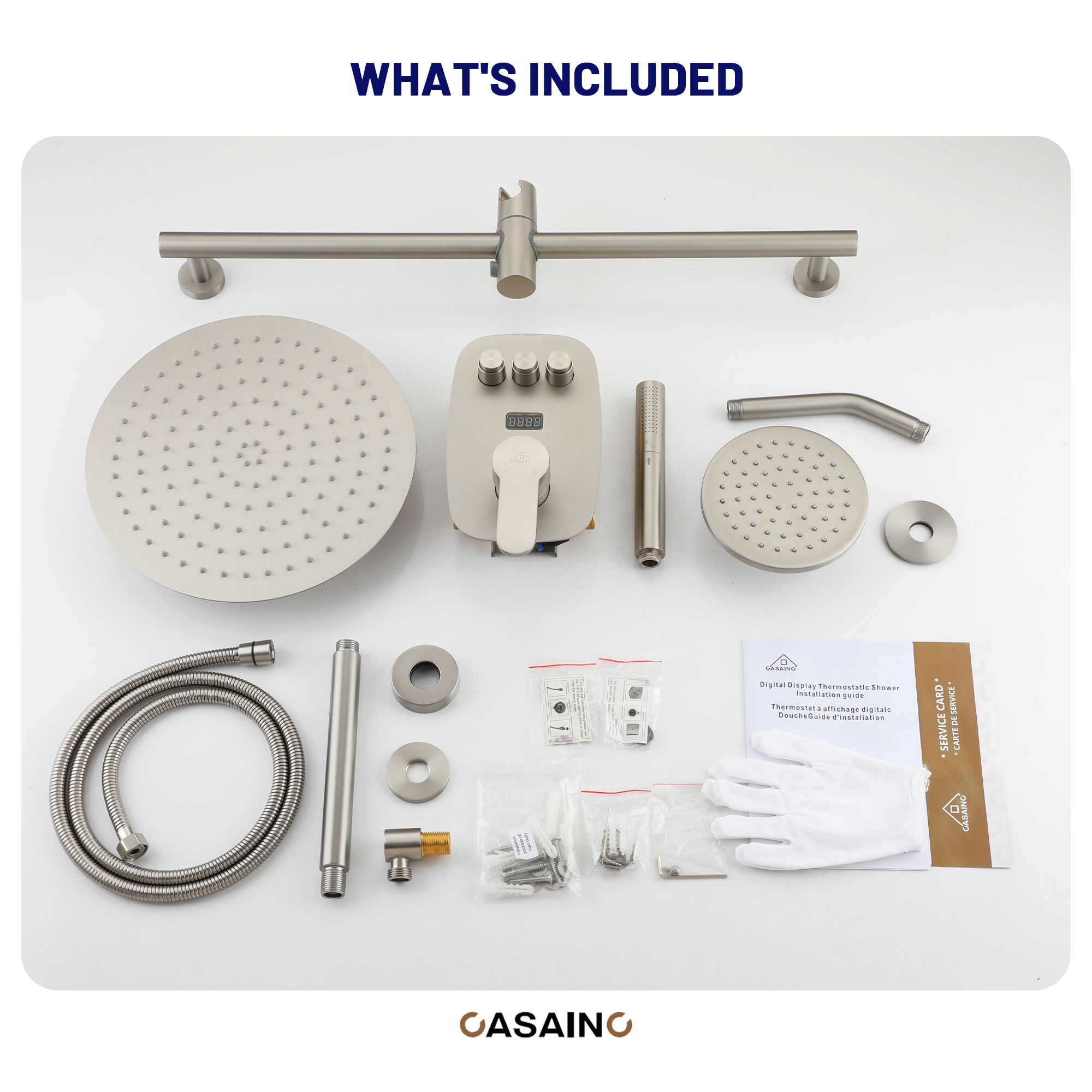 12-inch Ceiling-Mounted Dual Shower System with Slide Bar & Digital Display