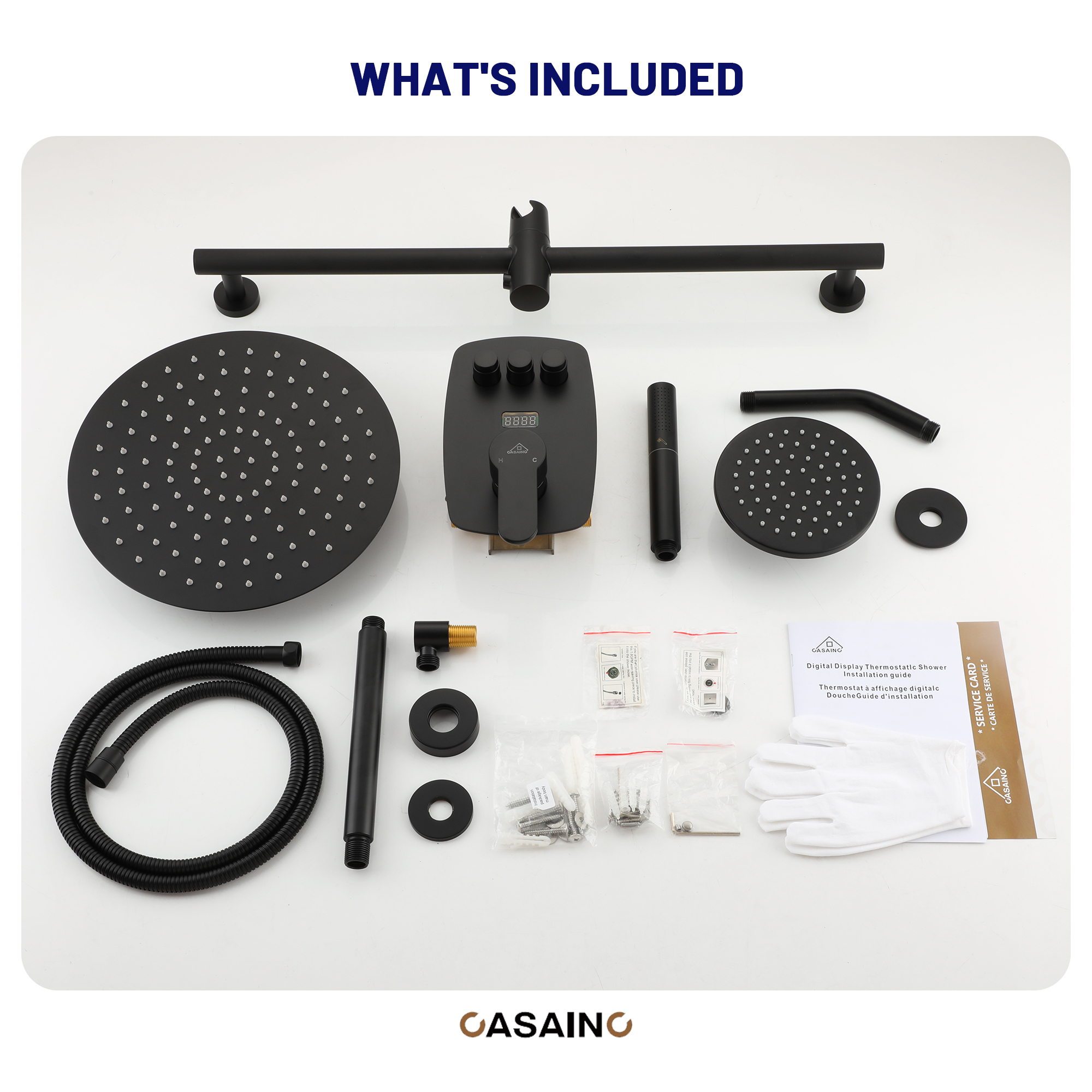 12-inch Ceiling-Mounted Dual Shower System with Slide Bar & Digital Display