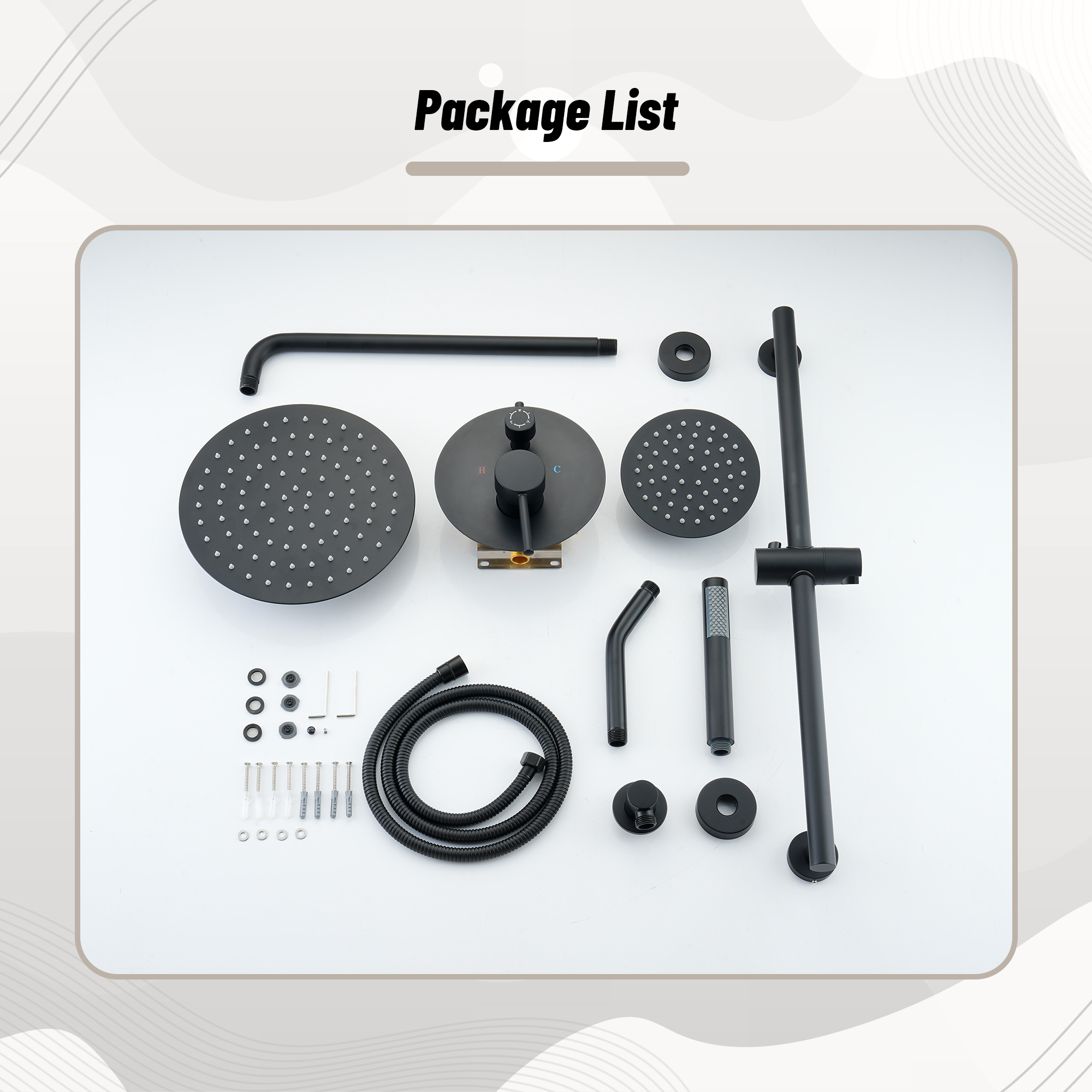 10-inch 3-Function Dual Shower Head System with 6 Position Settings & Slide Bar