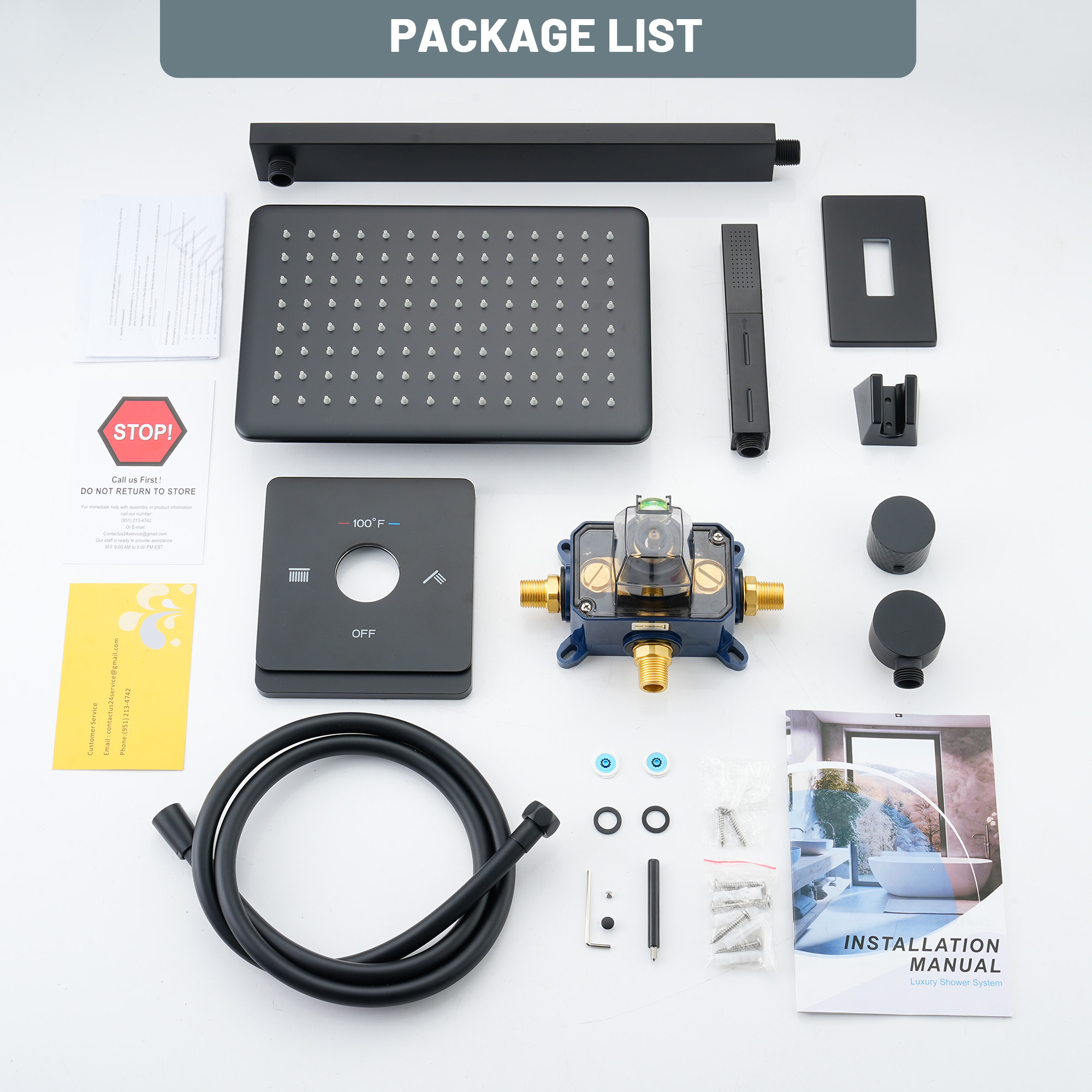 11.8*7.8 inch Coaxial Thermostatic Shower System with 2-Function Handheld