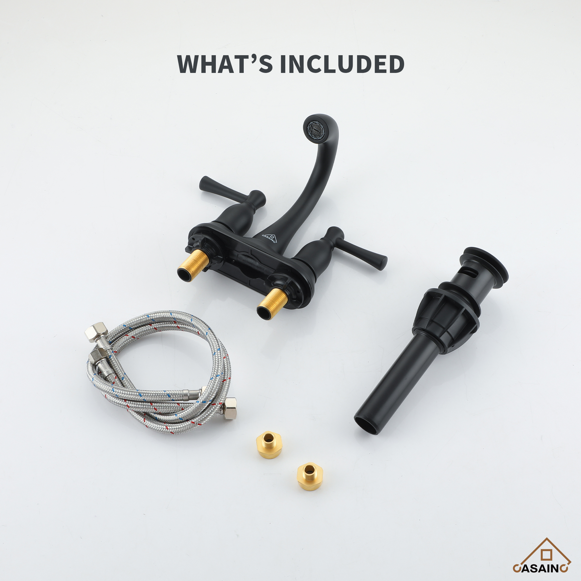 3-Hole 8-Inch Bathroom Sink Faucet with Drainer