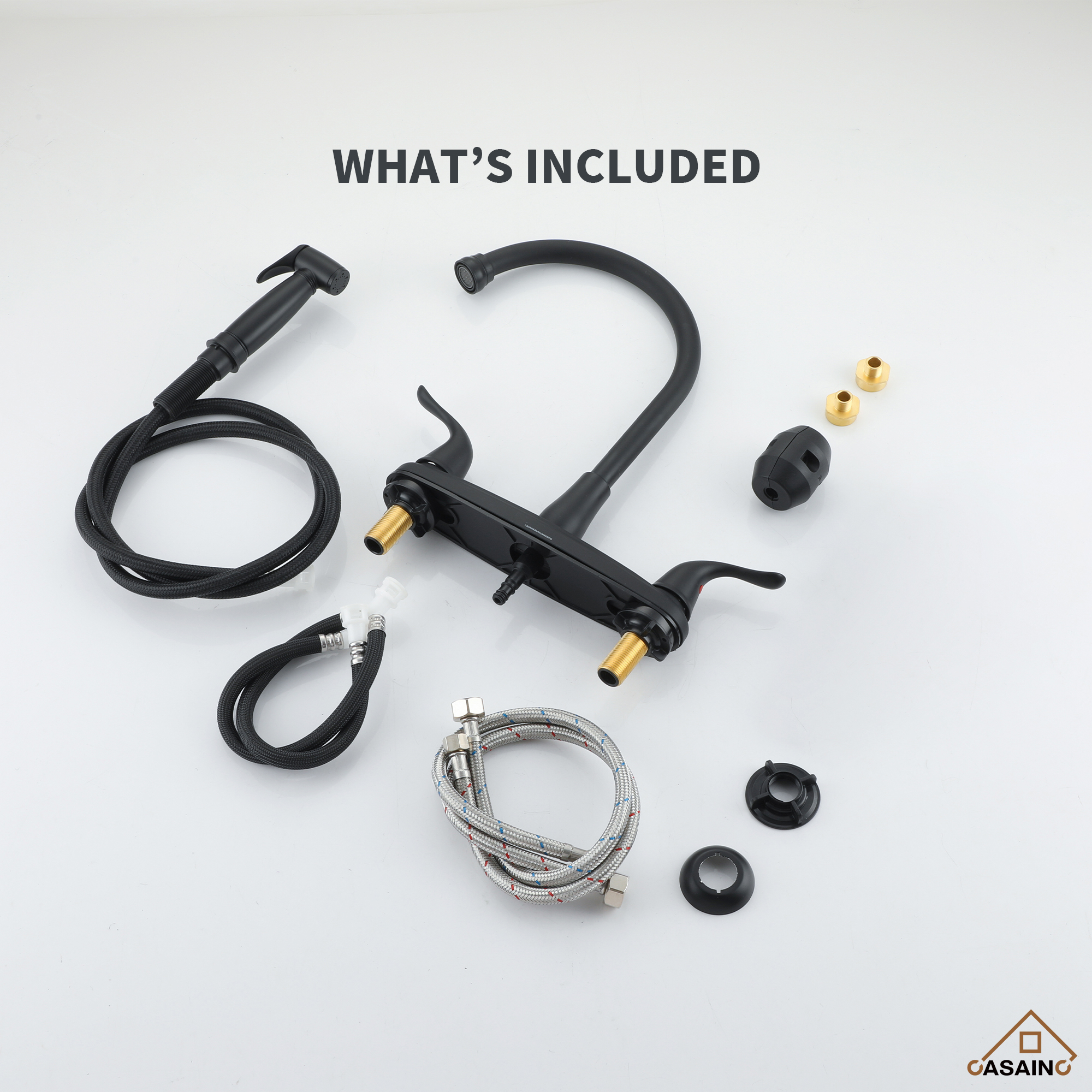 Double Handle Kitchen Sink Faucet with Side Sprayer