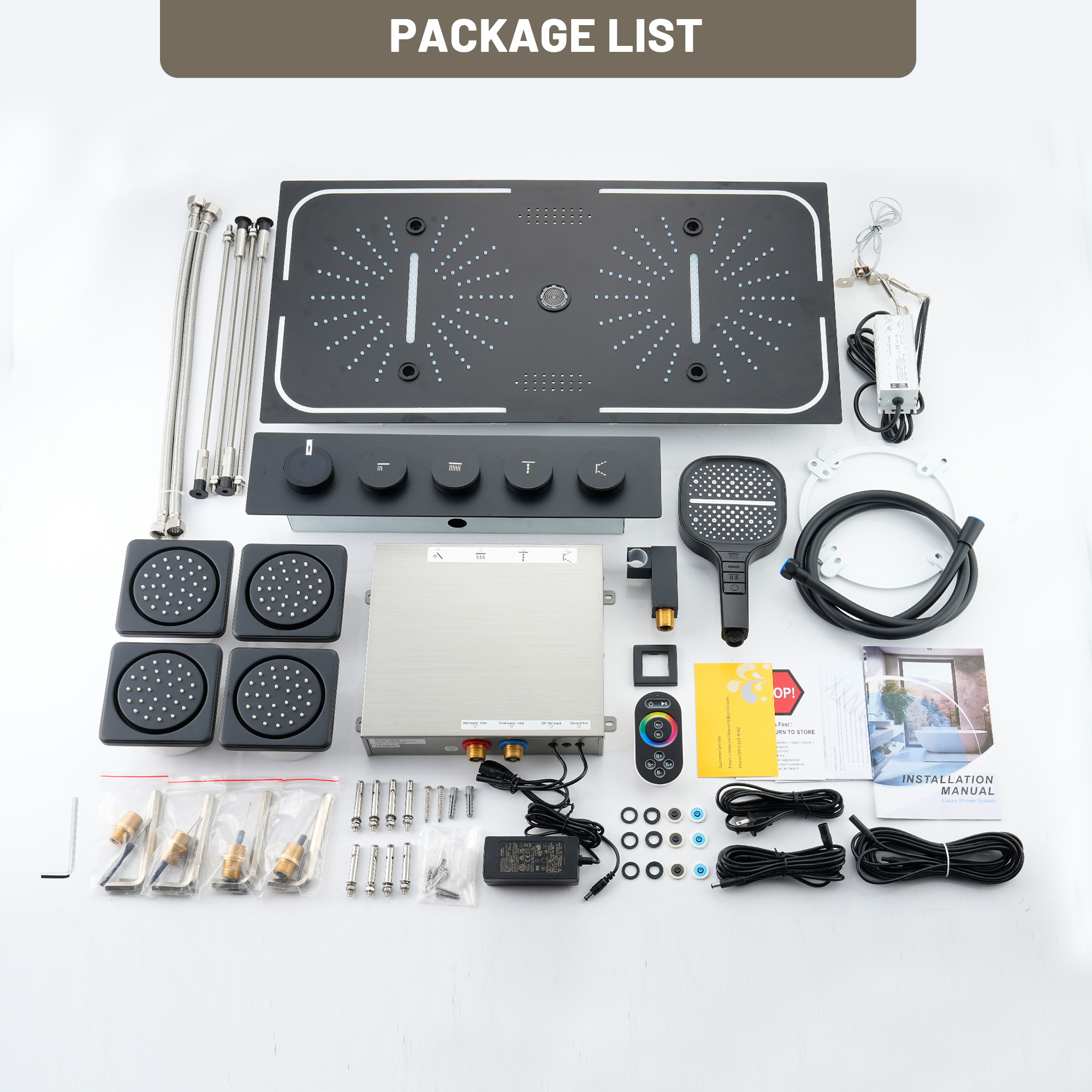 27.55*13.78 inch 4-Function Luxury Digital Shower System with LED & Bluetooth