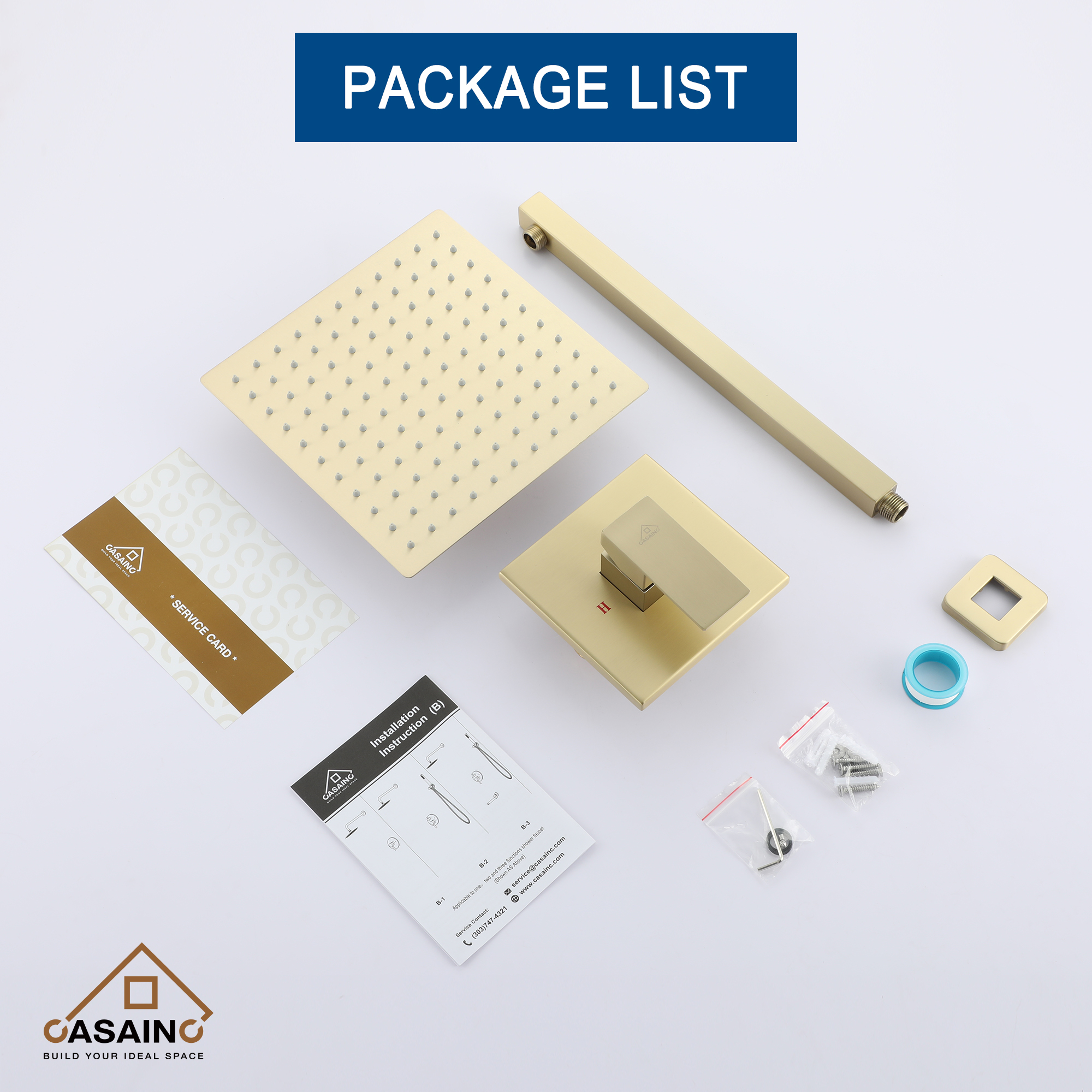 Rainfall Shower System 10" Wall Mount Single Function Showerhead