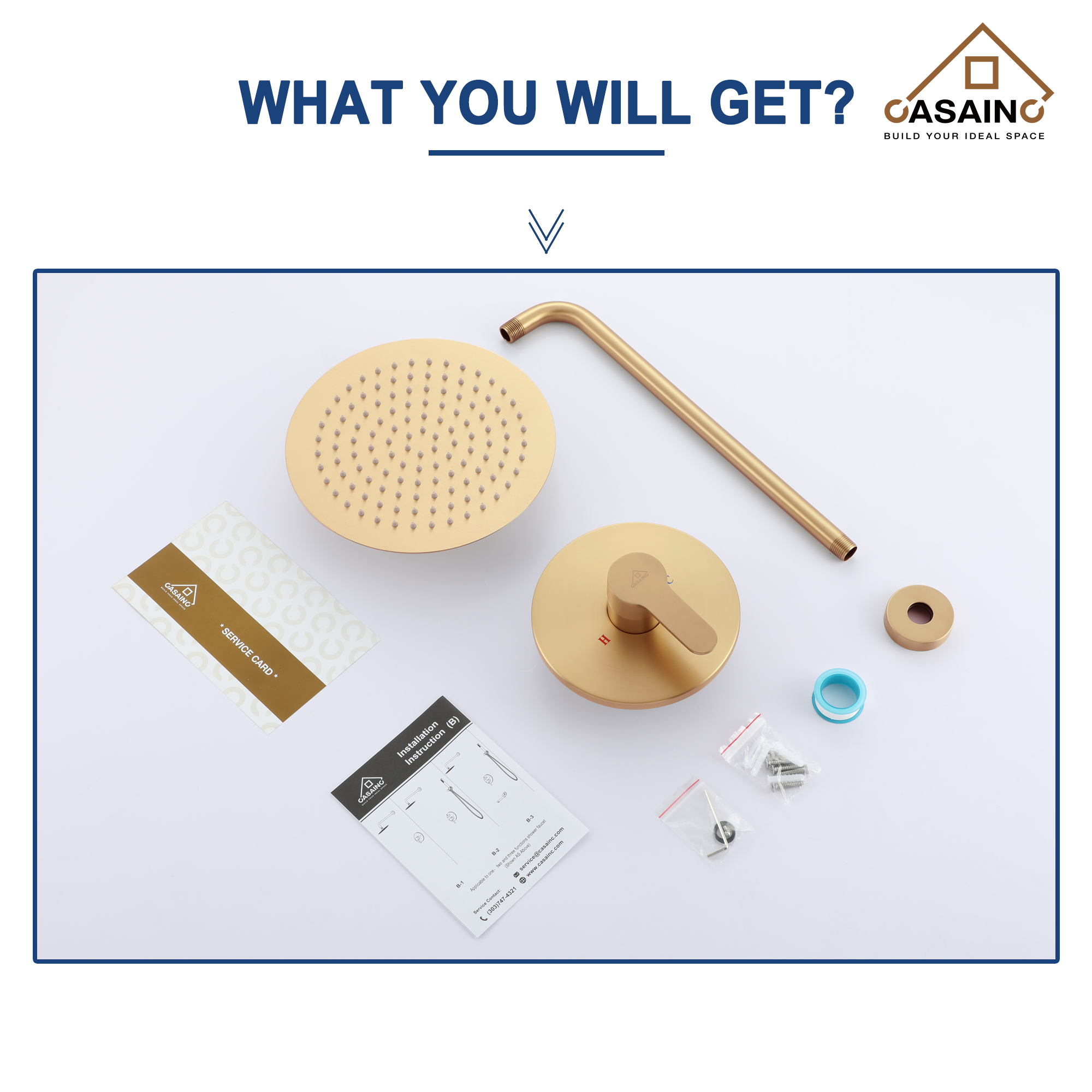 10" Wall Mount Round Shower Faucet Rain Shower System (Valve Included)