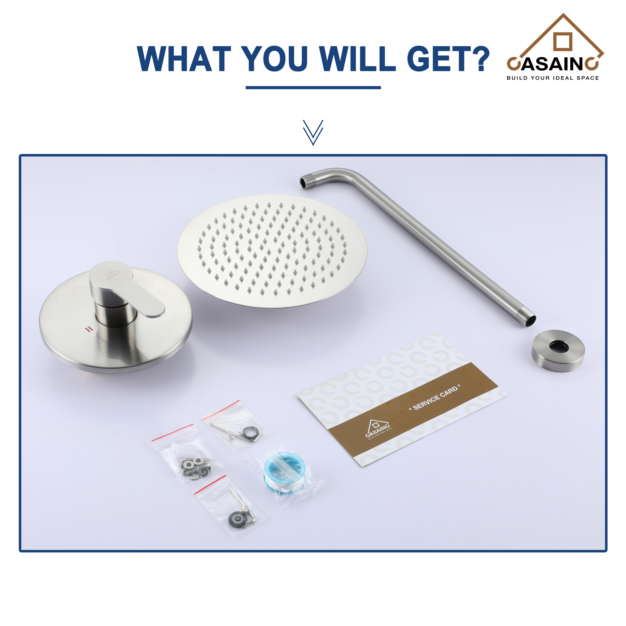 10" Wall Mount Round Shower Faucet Rain Shower System (Valve Included)