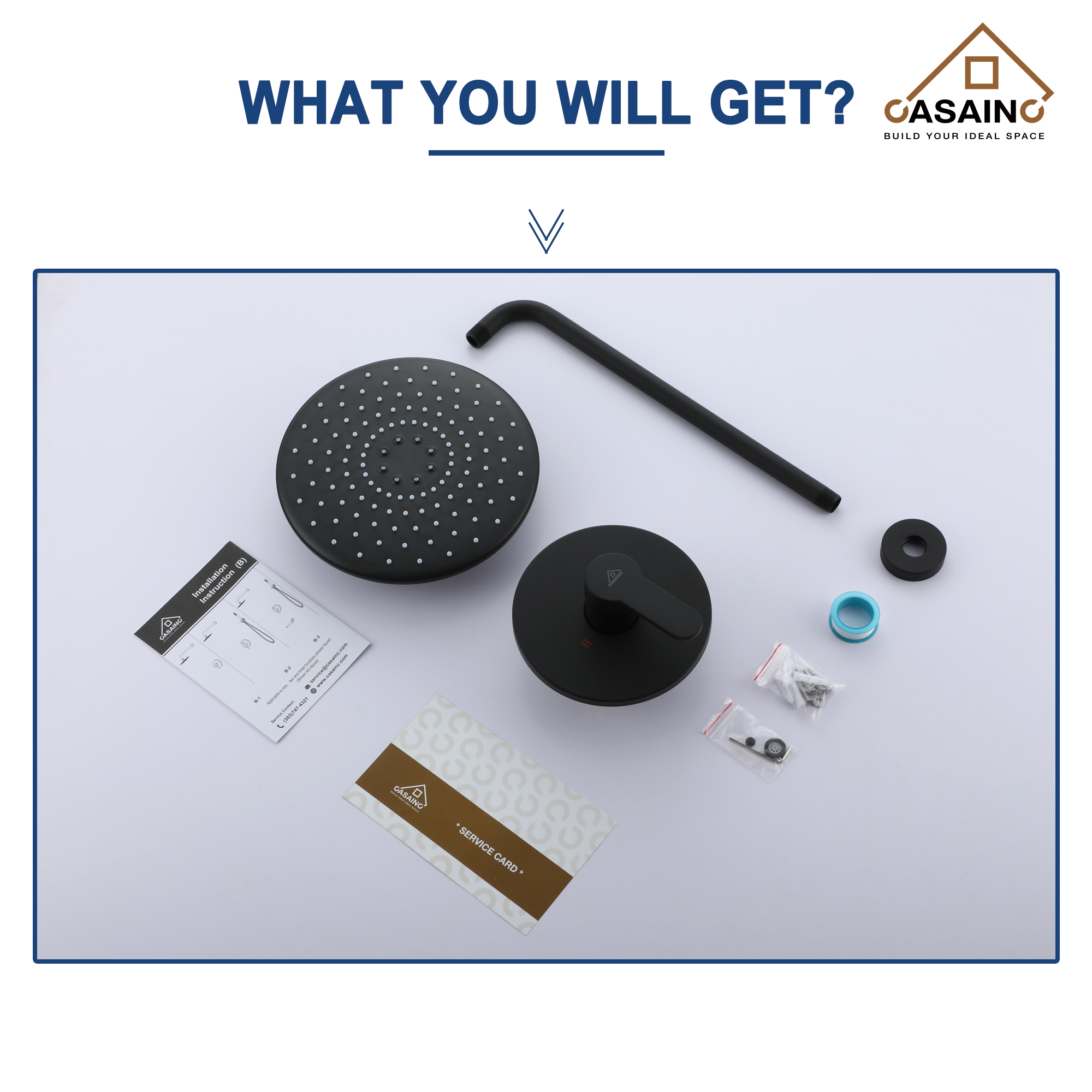 10" Round Shower Faucet in Matte Black with Pressure Balanced Valve