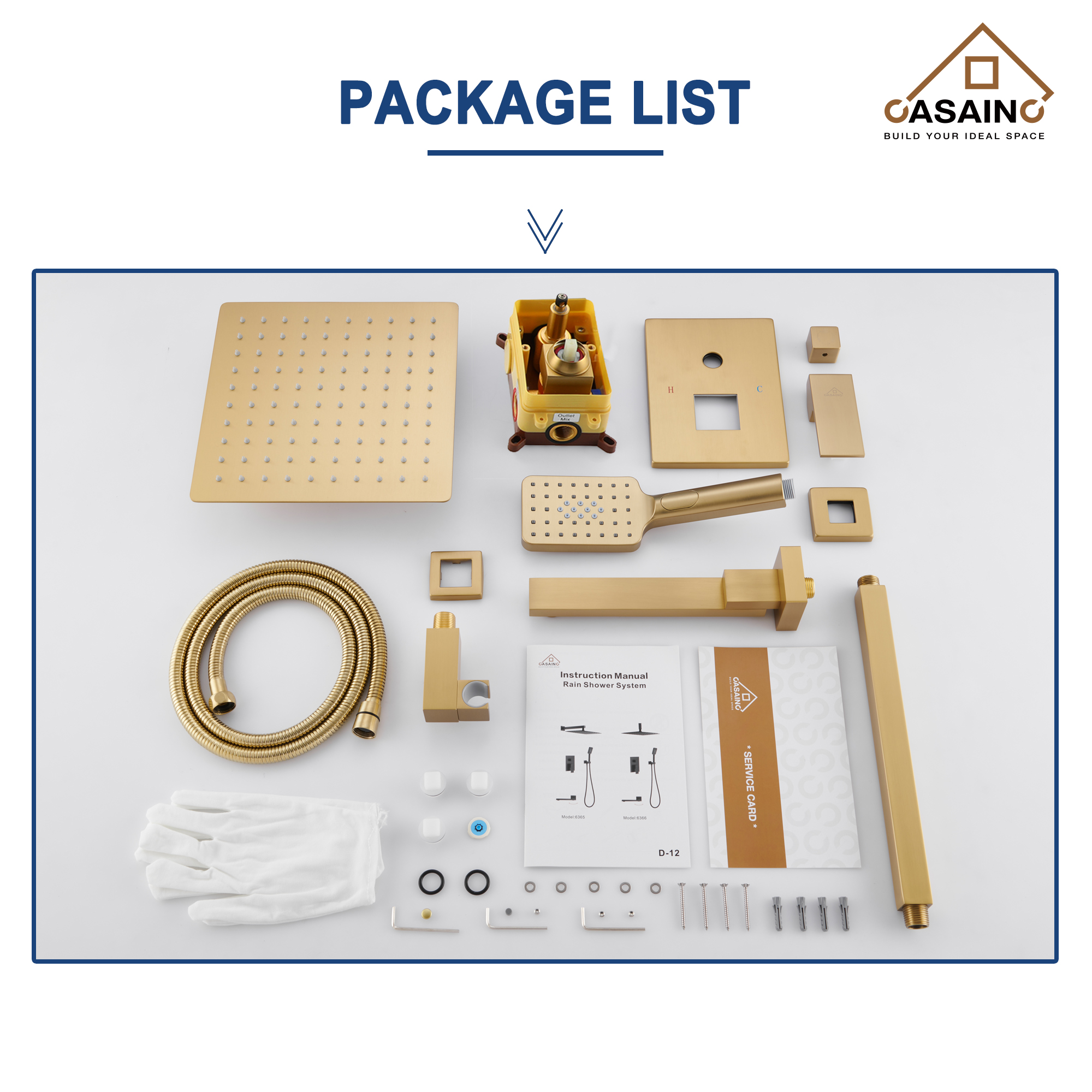 10 in./12 in. Ceiling Mount Shower System with Hand Shower & Tub Spout