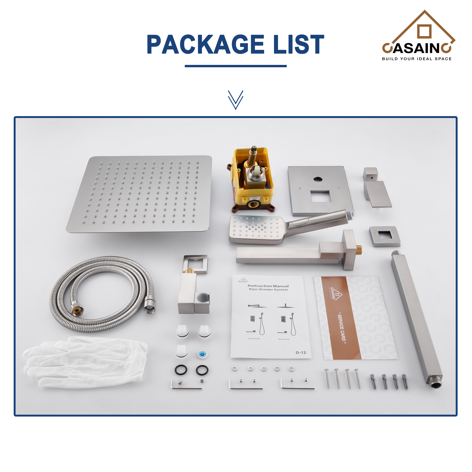 10 in./12 in. Ceiling Mount Shower System with Hand Shower & Tub Spout