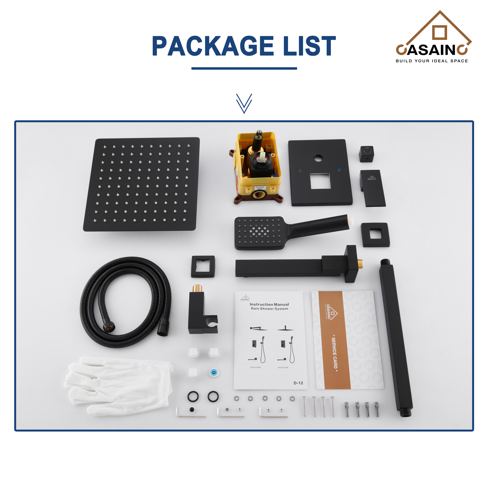 10 in./12 in. Ceiling Mount Shower System with Hand Shower & Tub Spout