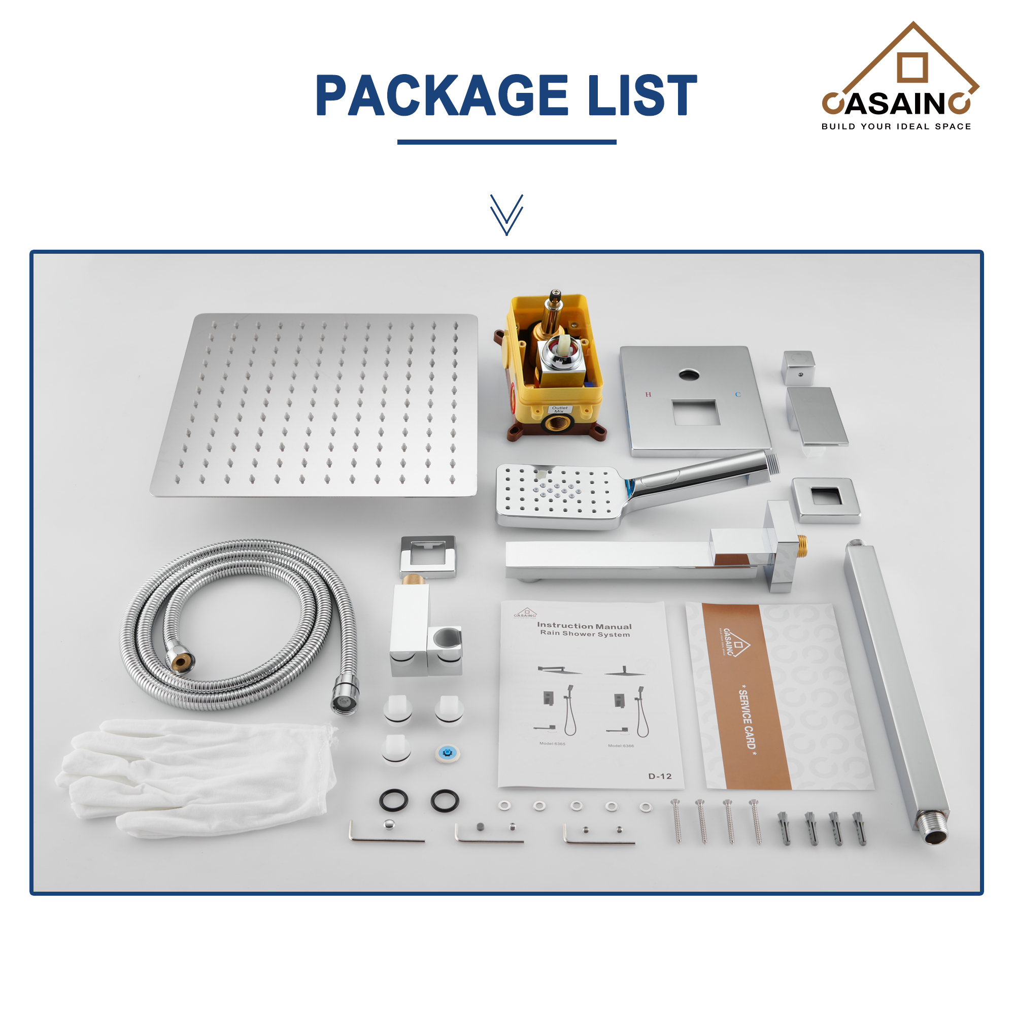 10 in./12 in. Ceiling Mount Shower System with Hand Shower & Tub Spout