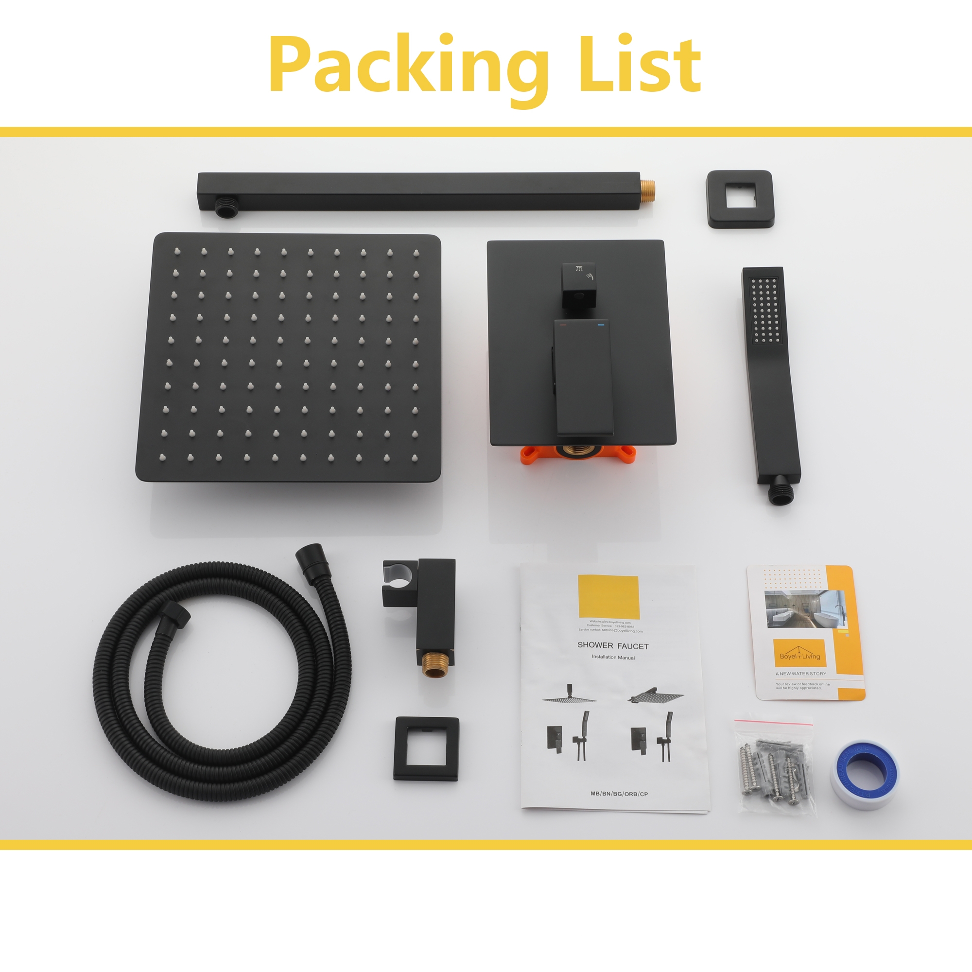 10-inch/12-inch Wall-Mounted Shower System with Hand Shower