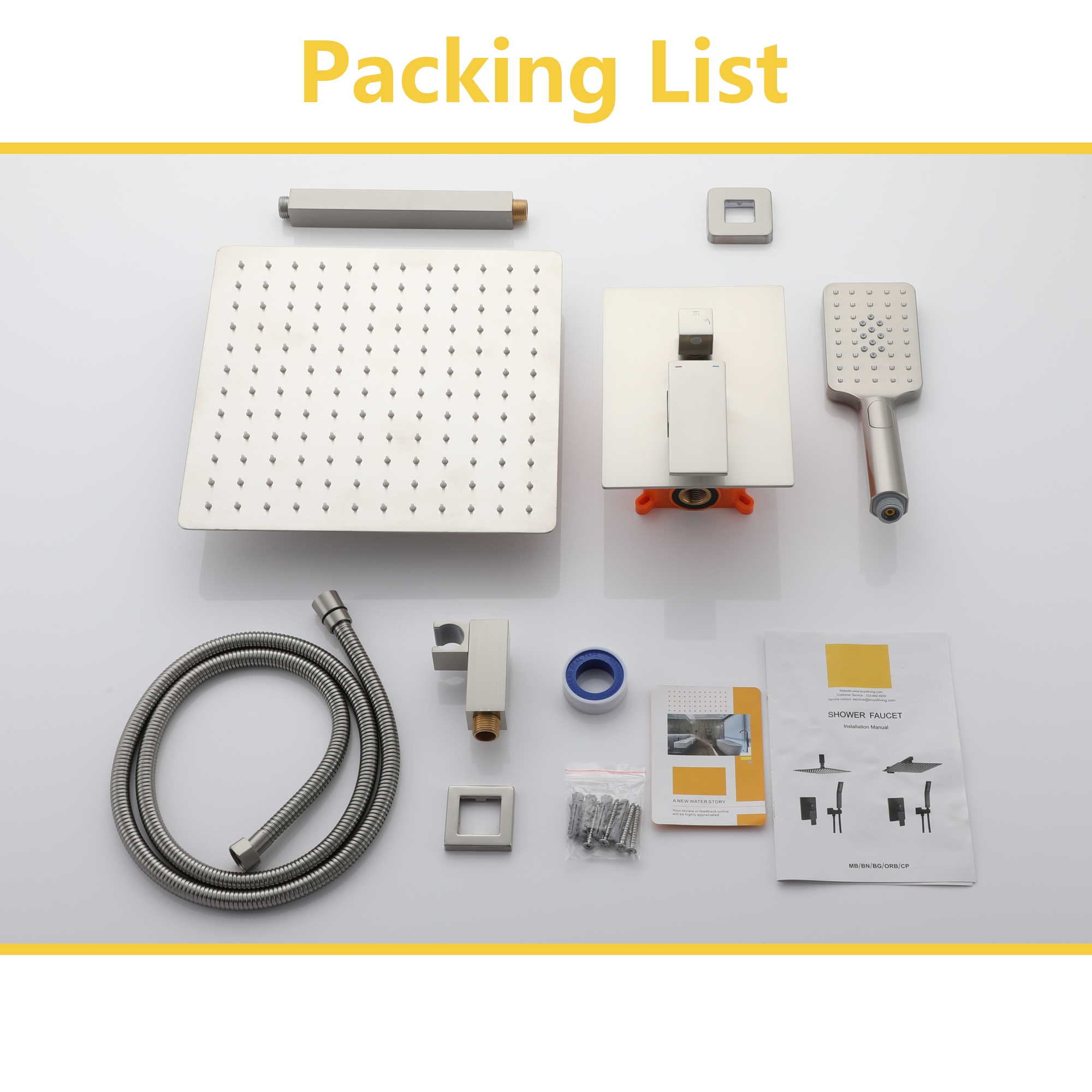 10-inch/12-inch Rain Shower System with 3-Spray Pattern Hand Shower in Brushed Nickel