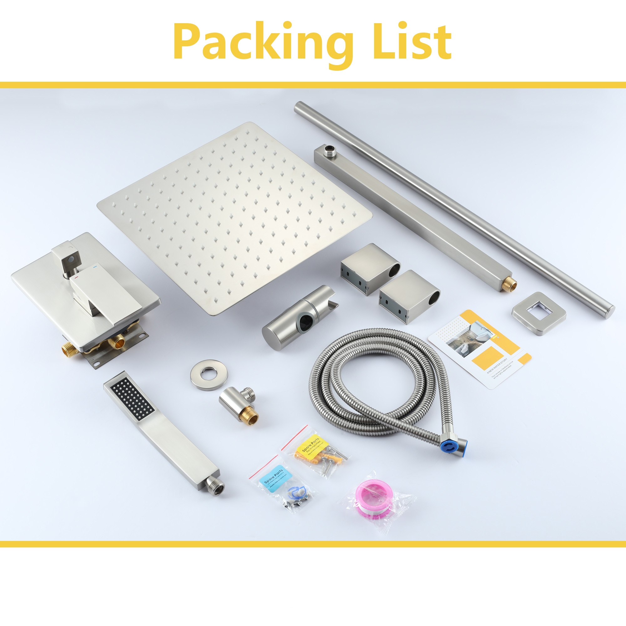 12" Wall Mount Pressure Balanced Shower System with Slide Bar