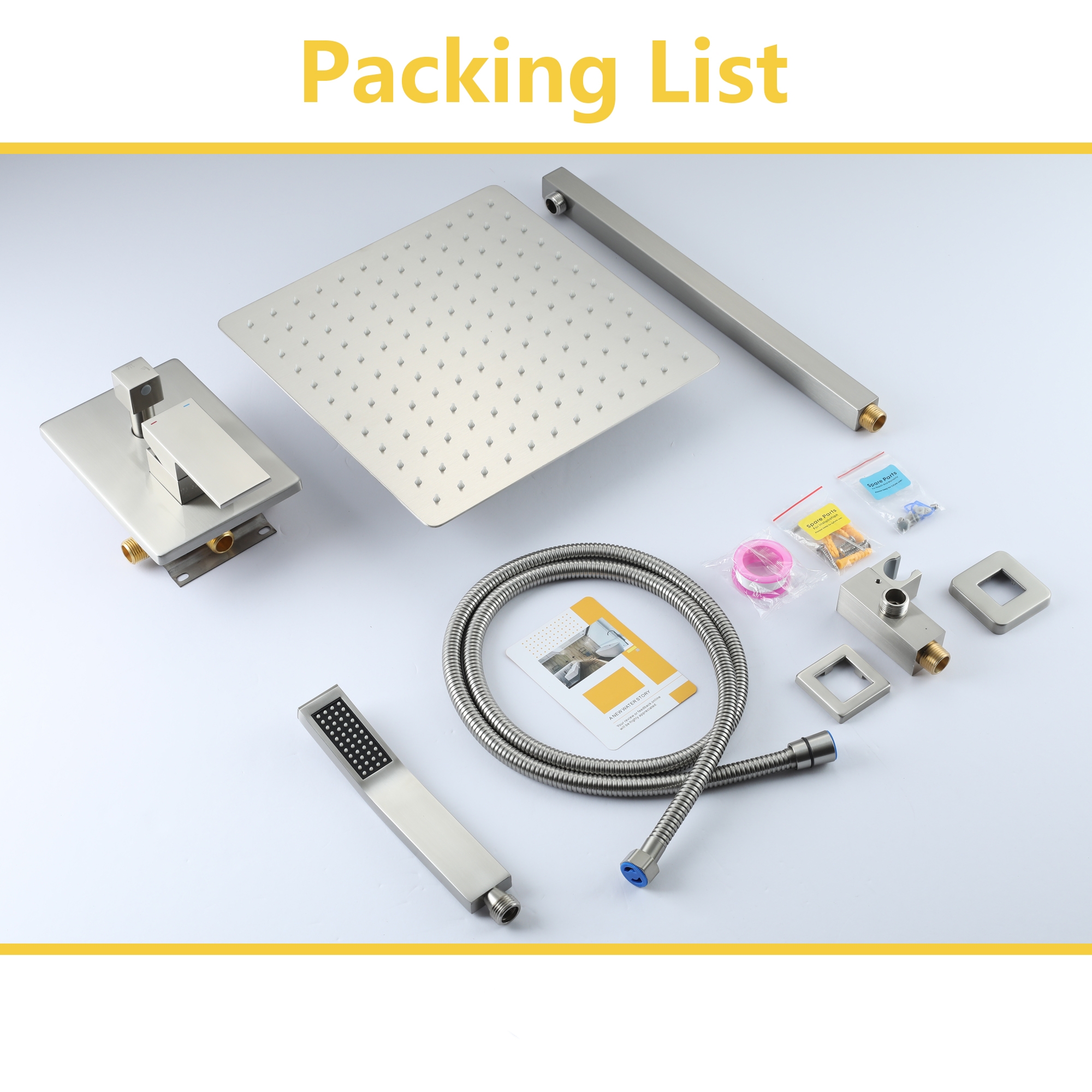 10in/12in Wall-Mount Rain Shower System with Handheld Shower