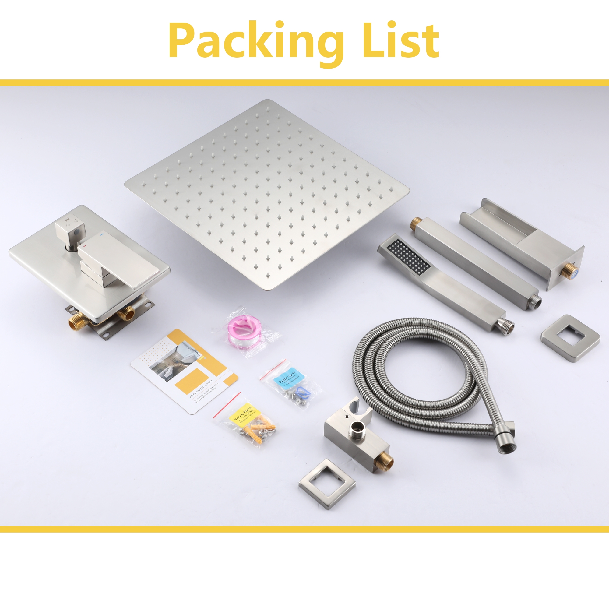 10-inch Ceiling-Mount 3-Function Shower System with Waterfall Tub Spout