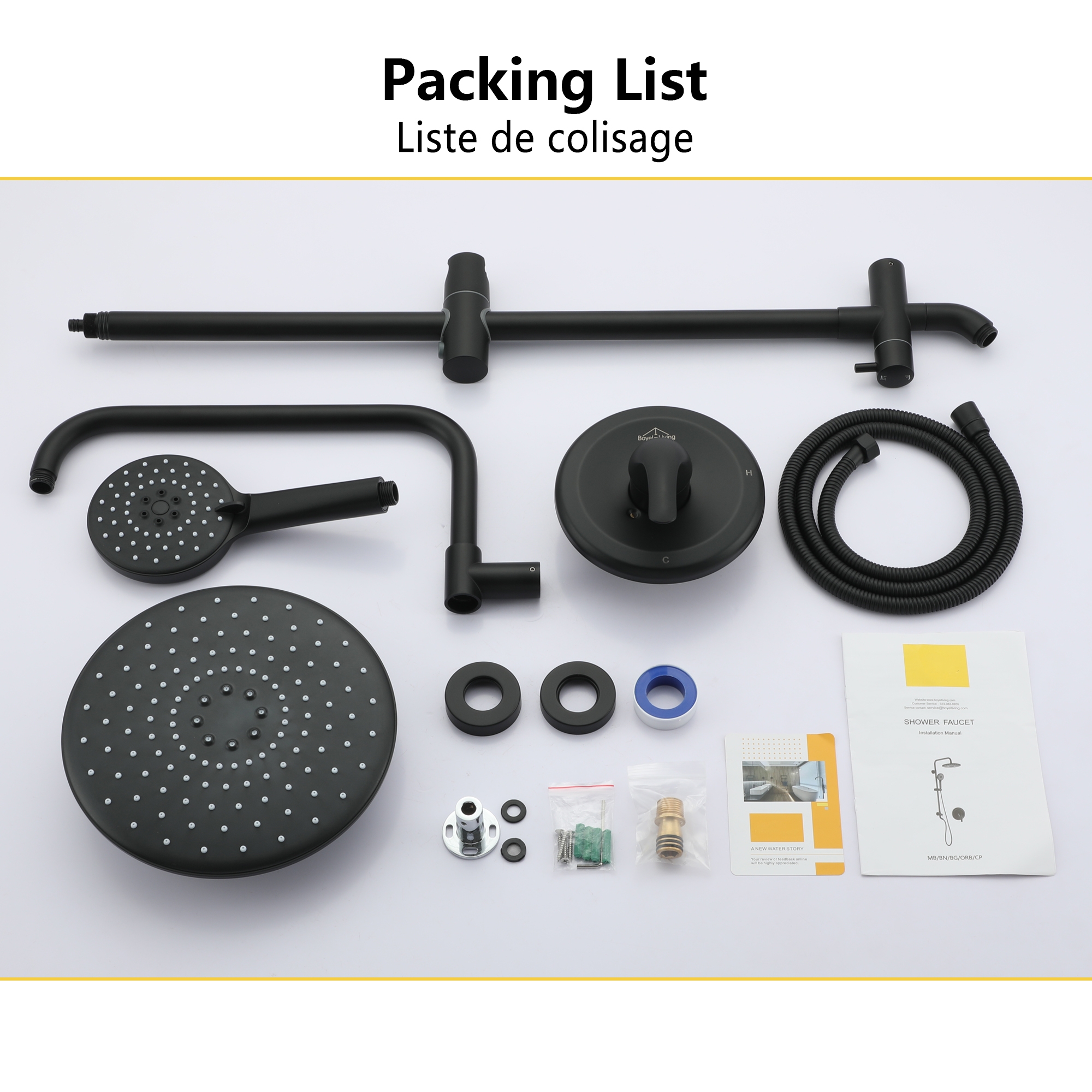 10-inch Wall-Mount Dual Shower Head System with 3-Spray Hand Shower