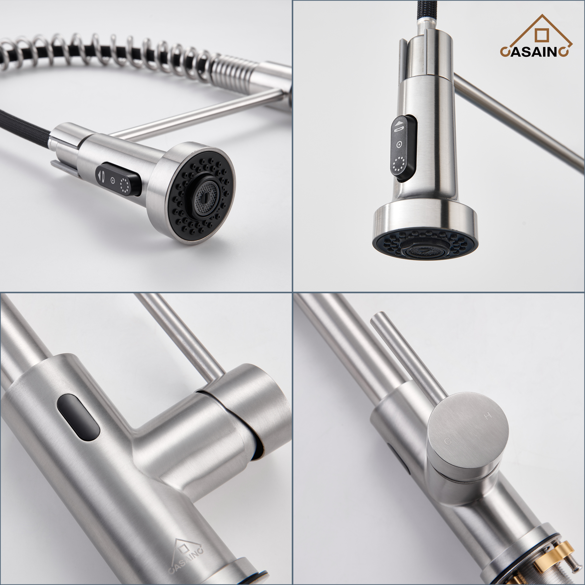 3-Mode Single Handle Pull-Down Sprayer Kitchen Faucet with Touchless Sensor and Includes Deckplate