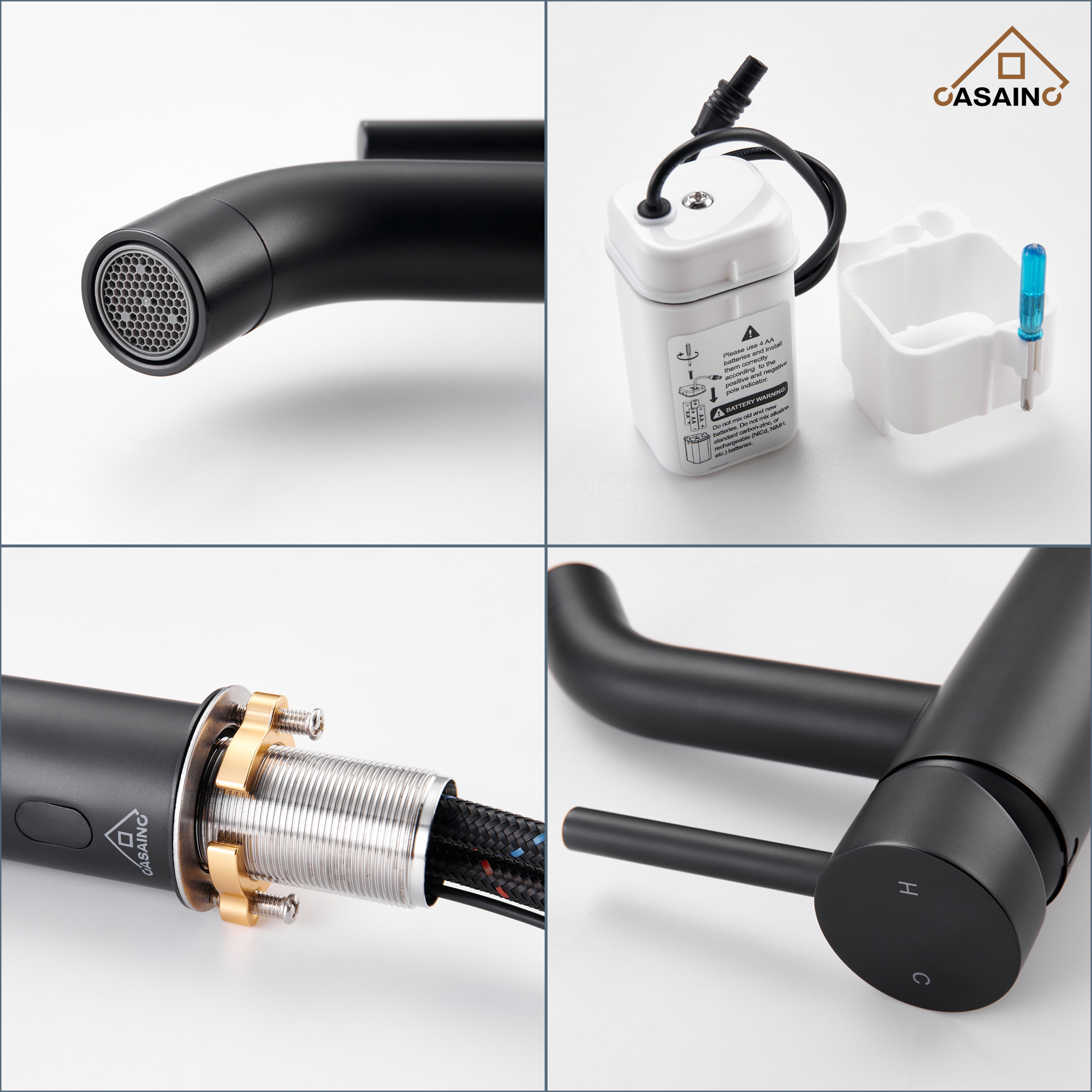 Single Handle Bathroom Basin Faucet with Pop-Up Drain, Infrared Sensor, Modern Design