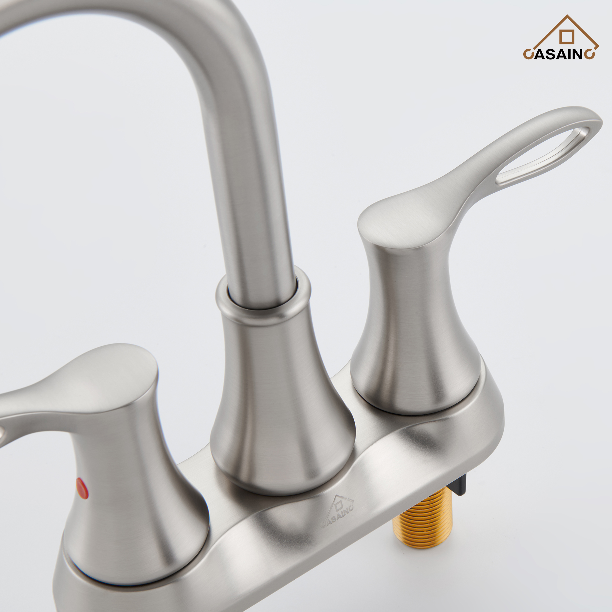 Casainc 4 Inch 2-Handle Centerset Bathroom Sink Faucet 360° Swivel Spout Vanity Faucet