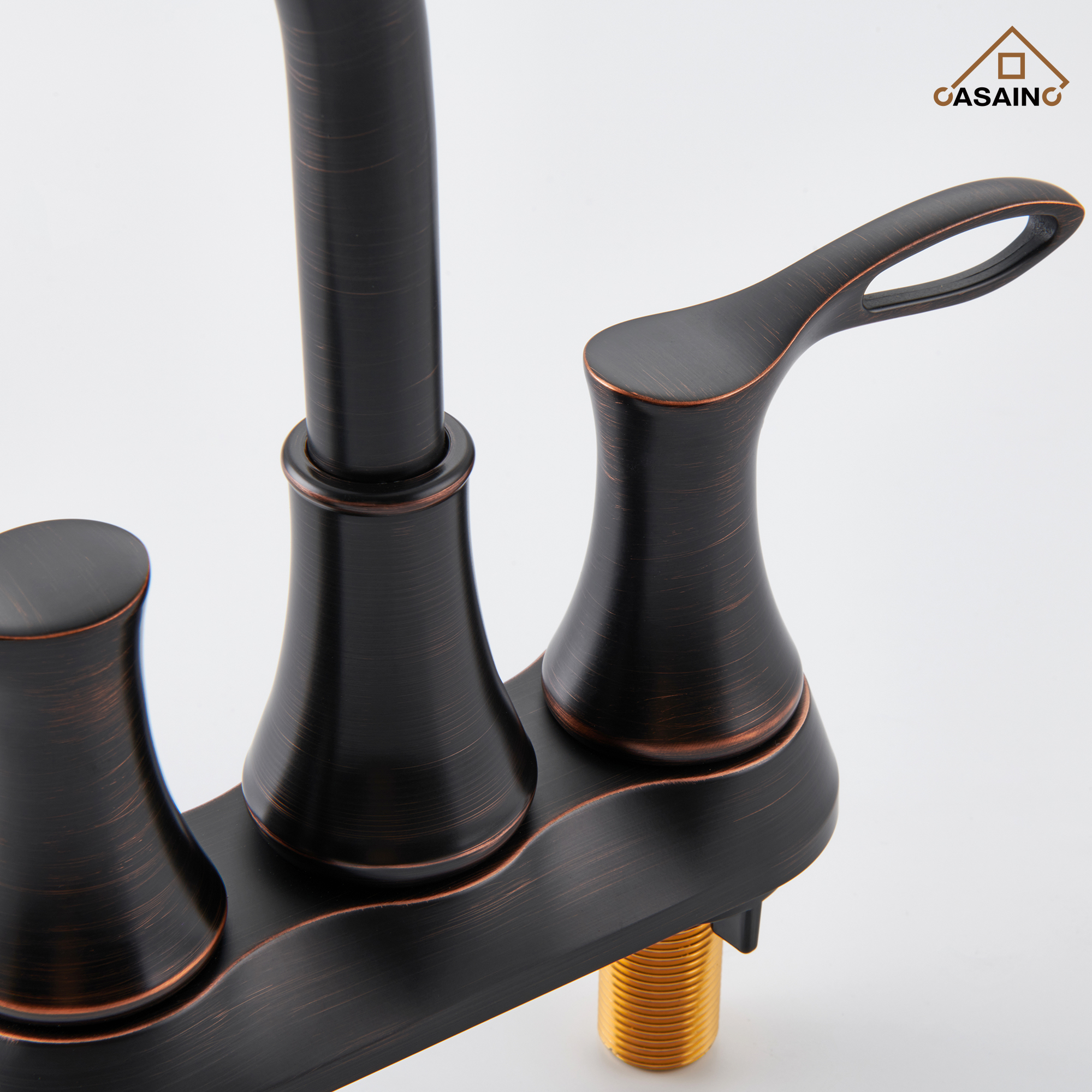 Casainc 4 Inch 2-Handle Centerset Bathroom Sink Faucet 360° Swivel Spout Vanity Faucet