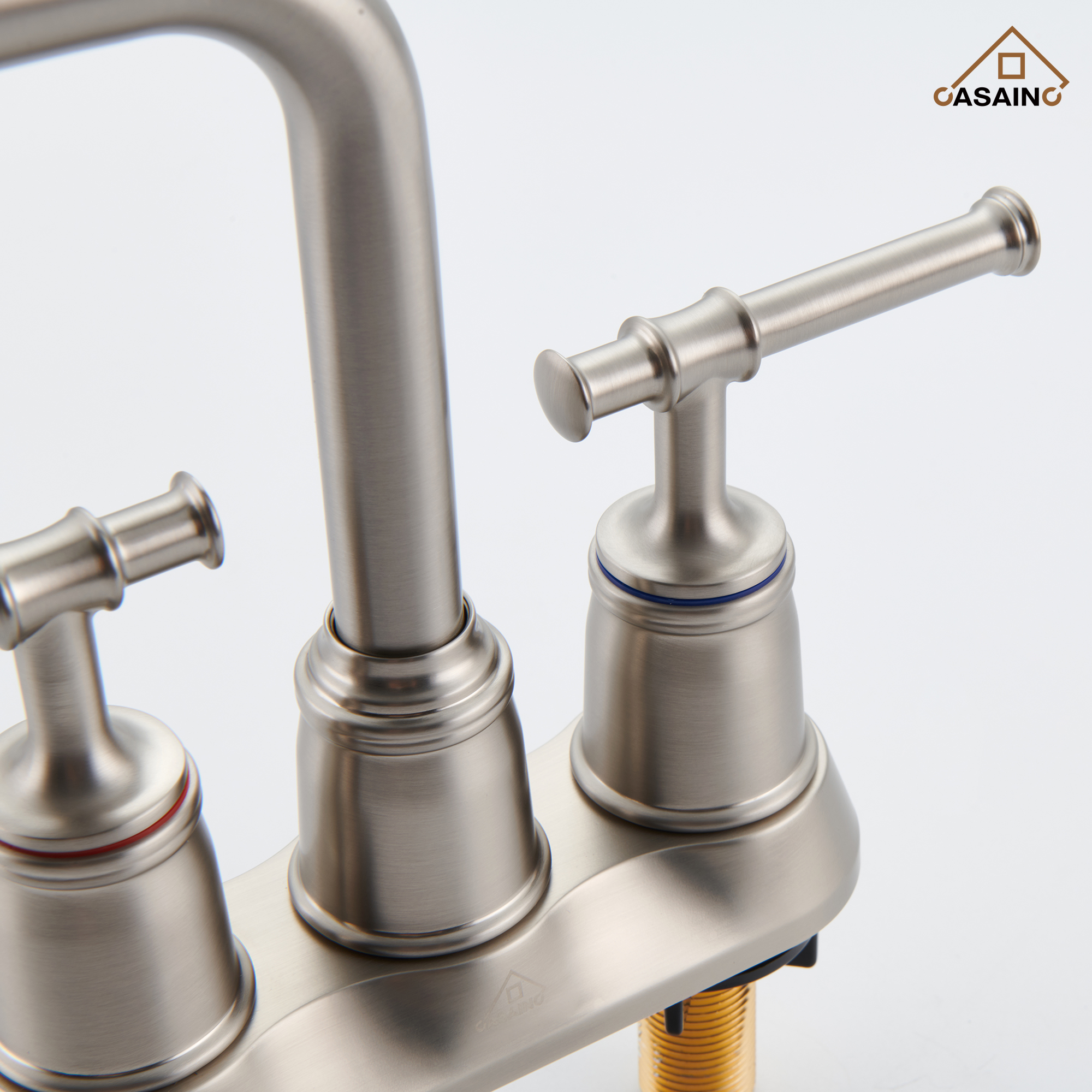 Casainc 4 Inch 2-Handle Centerset for Bathroom Sink Vanity Faucet 360° Swivel Spout