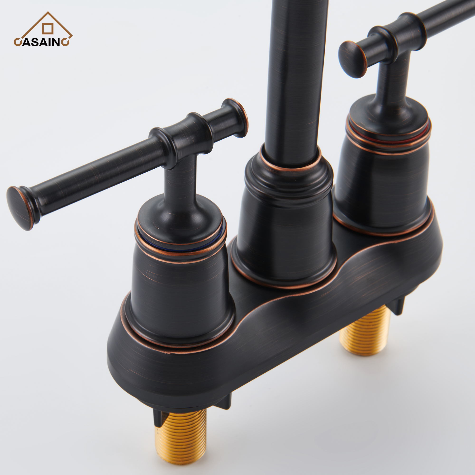 Casainc 4 Inch 2-Handle Centerset for Bathroom Sink Vanity Faucet 360° Swivel Spout