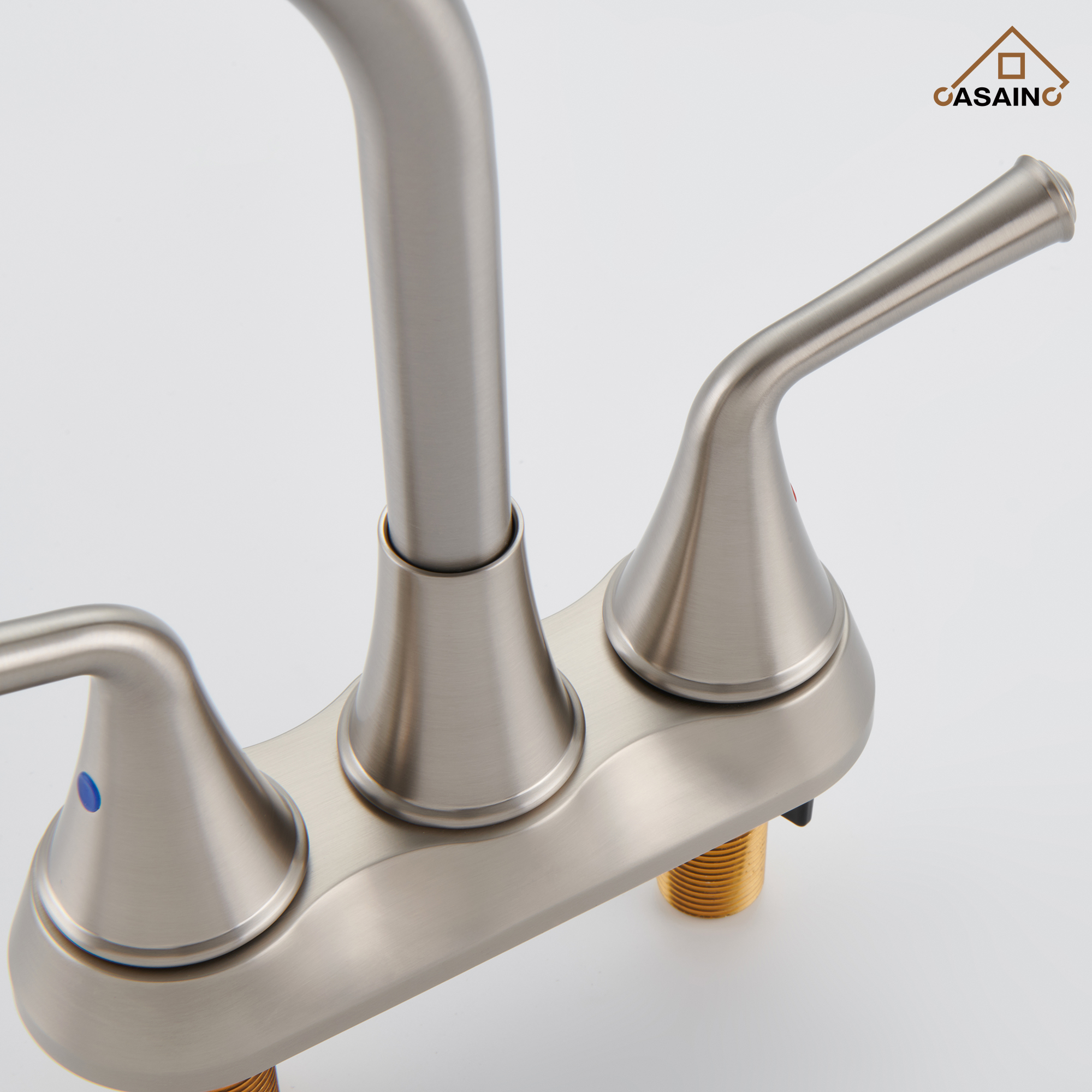 Casainc 4 Inch 2-Handle Centerset Bathroom Faucet for Bathroom Sink Vanity Faucet 360° Swivel Spout