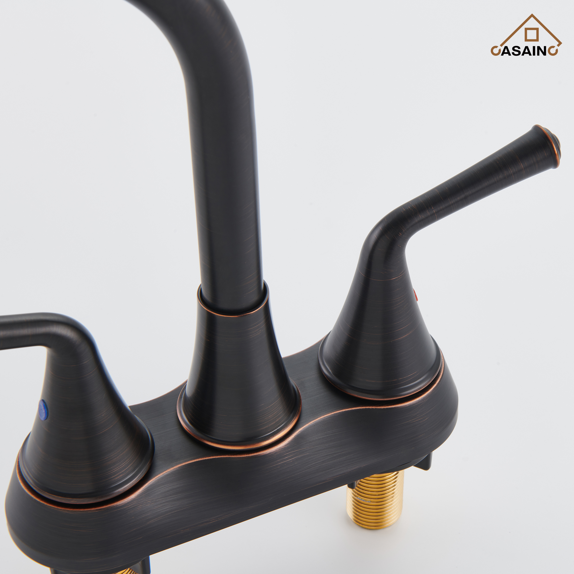 Casainc 4 Inch 2-Handle Centerset Bathroom Faucet for Bathroom Sink Vanity Faucet 360° Swivel Spout