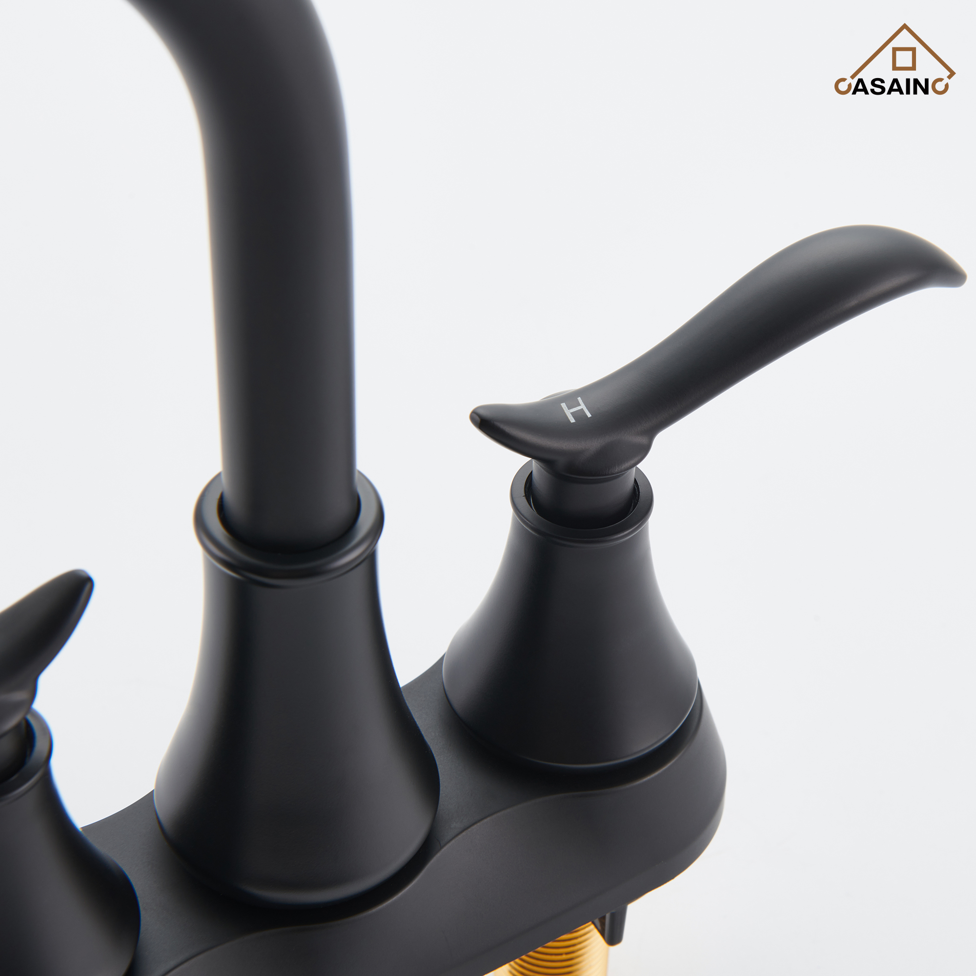 Casainc 2-Handle Centerset Bathroom Faucet for Bathroom Sink Vanity Faucet 360° Swivel Spout