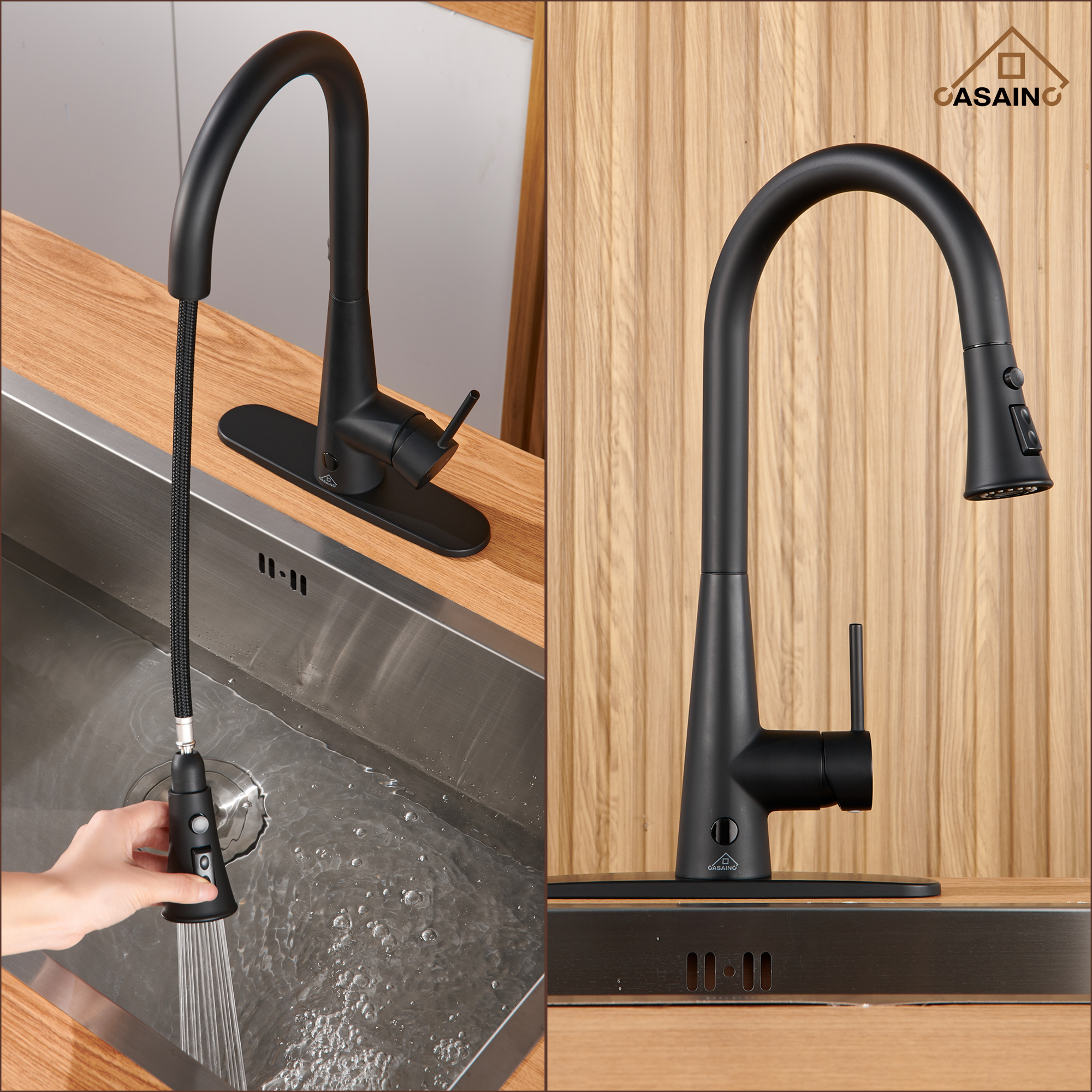 Single Handle Pull Down Sprayer Kitchen Faucet with Touchless Sensor,Dual Function