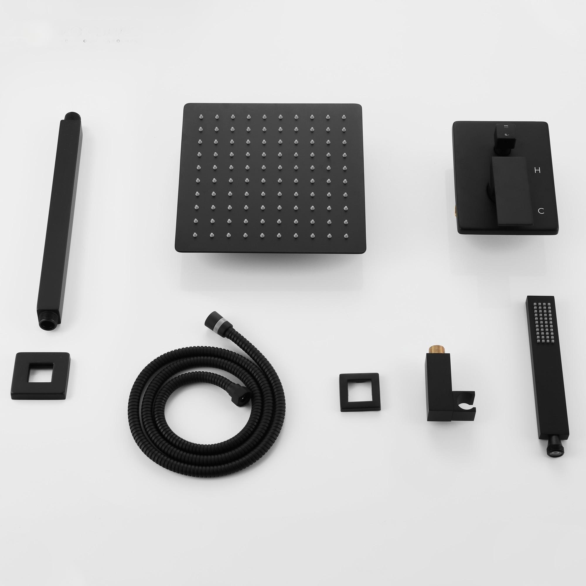 10" Square Bathroom Ceiling-Mount Shower System with Handheld Shower