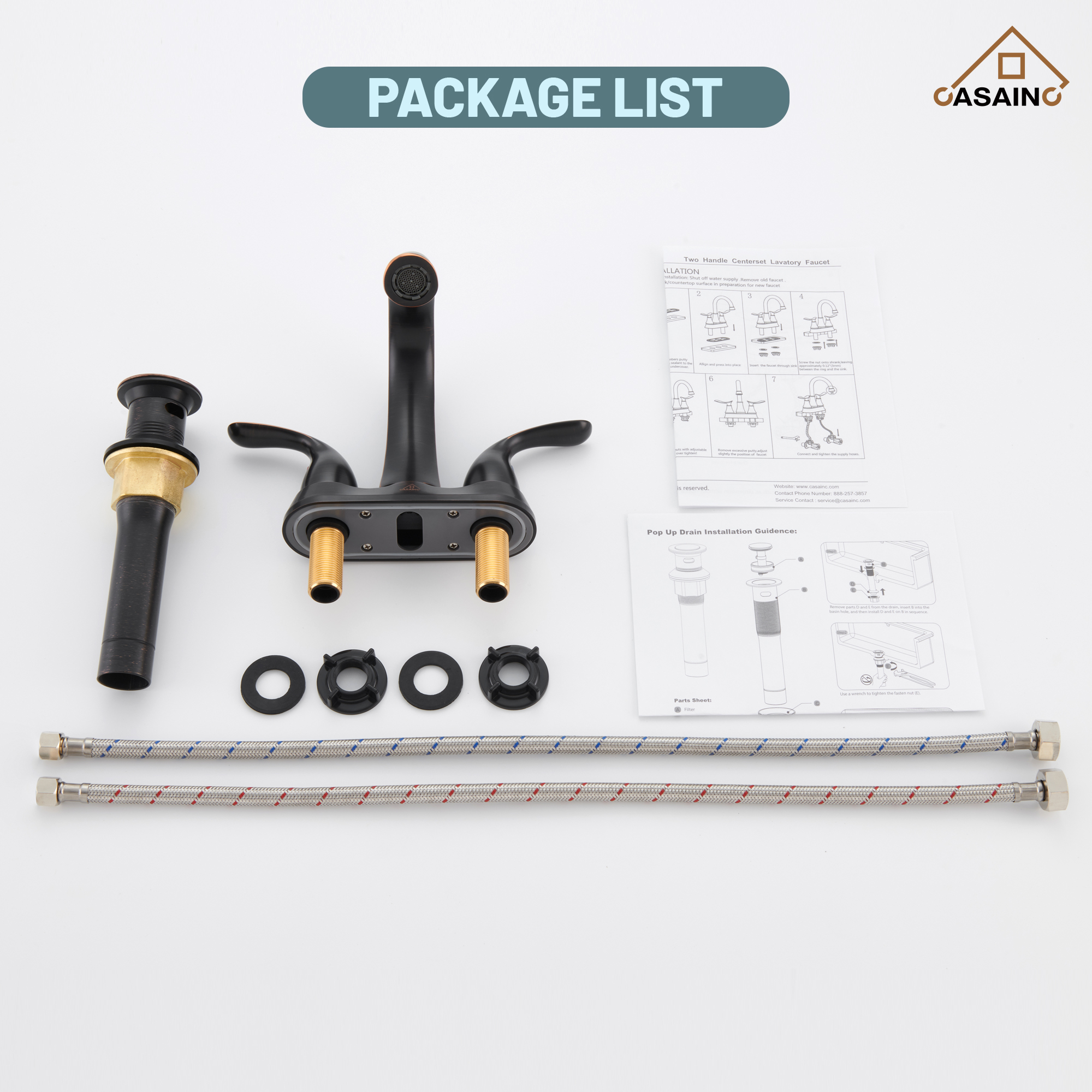 Casainc 4 Inch 2-Handle Centerset Bathroom Sink Faucet for 2-hole Centerset Sink Faucet