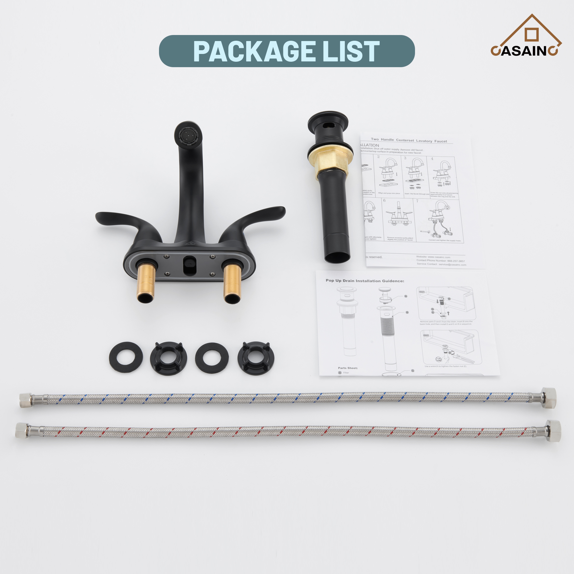 Casainc 4 Inch 2-Handle Centerset Bathroom Sink Faucet for 2-hole Centerset Sink Faucet