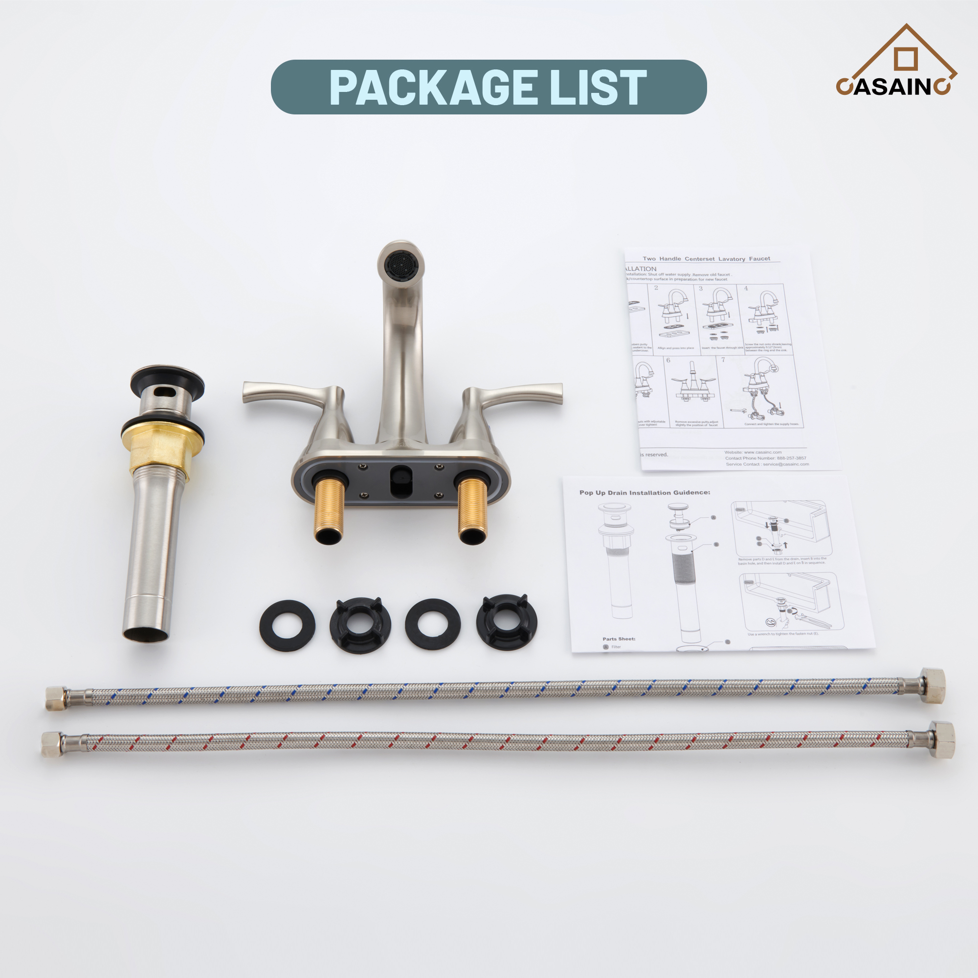 Casainc 4 Inch 2-Handle Centerset Bathroom Sink Faucet Vanity Faucet for Bathroom Sink