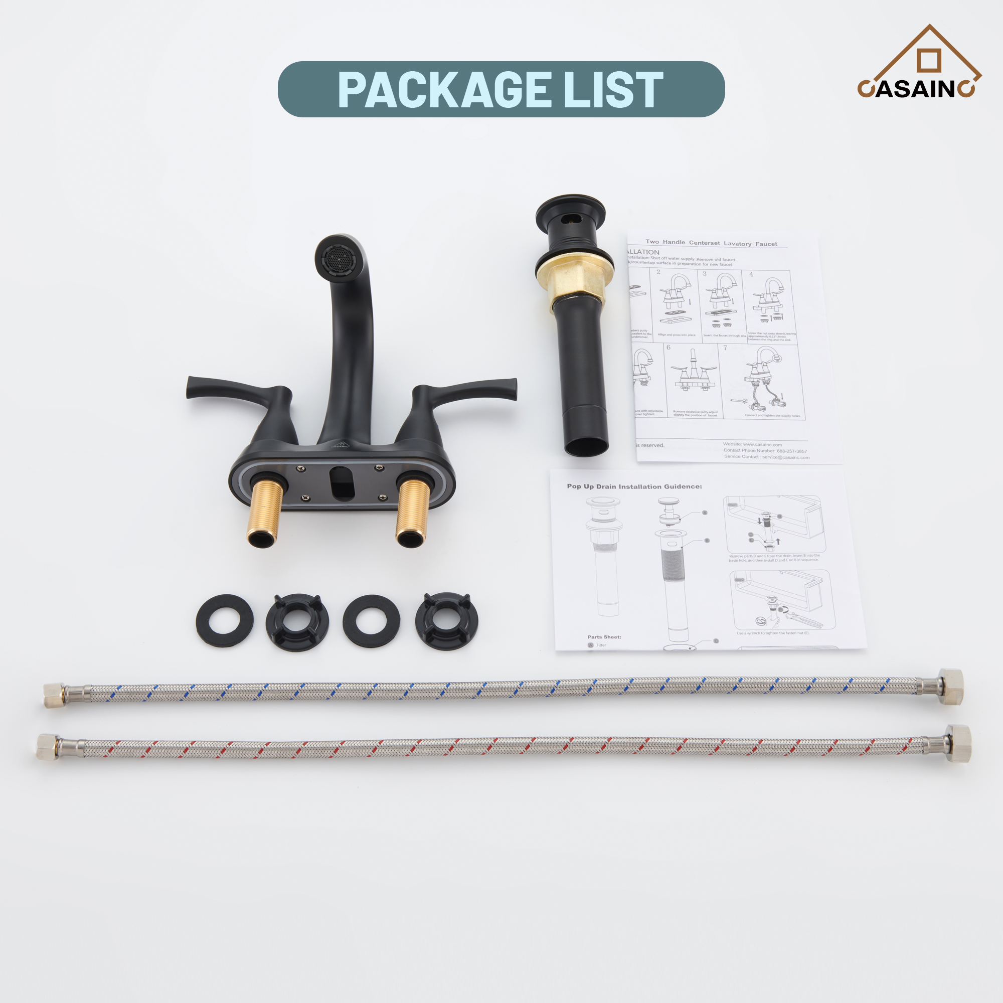 Casainc 4 Inch 2-Handle Centerset Bathroom Sink Faucet Vanity Faucet for Bathroom Sink