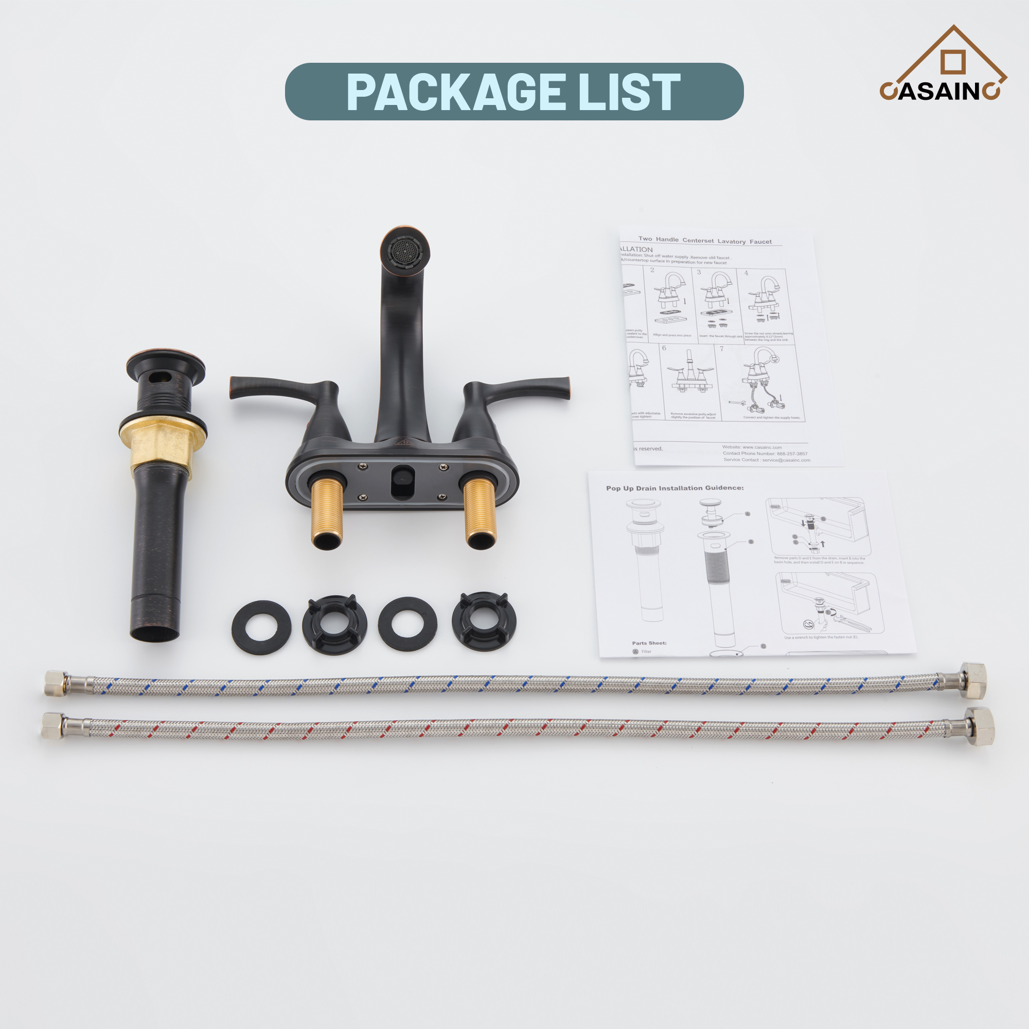 Casainc 4 Inch 2-Handle Centerset Bathroom Sink Faucet Vanity Faucet for Bathroom Sink