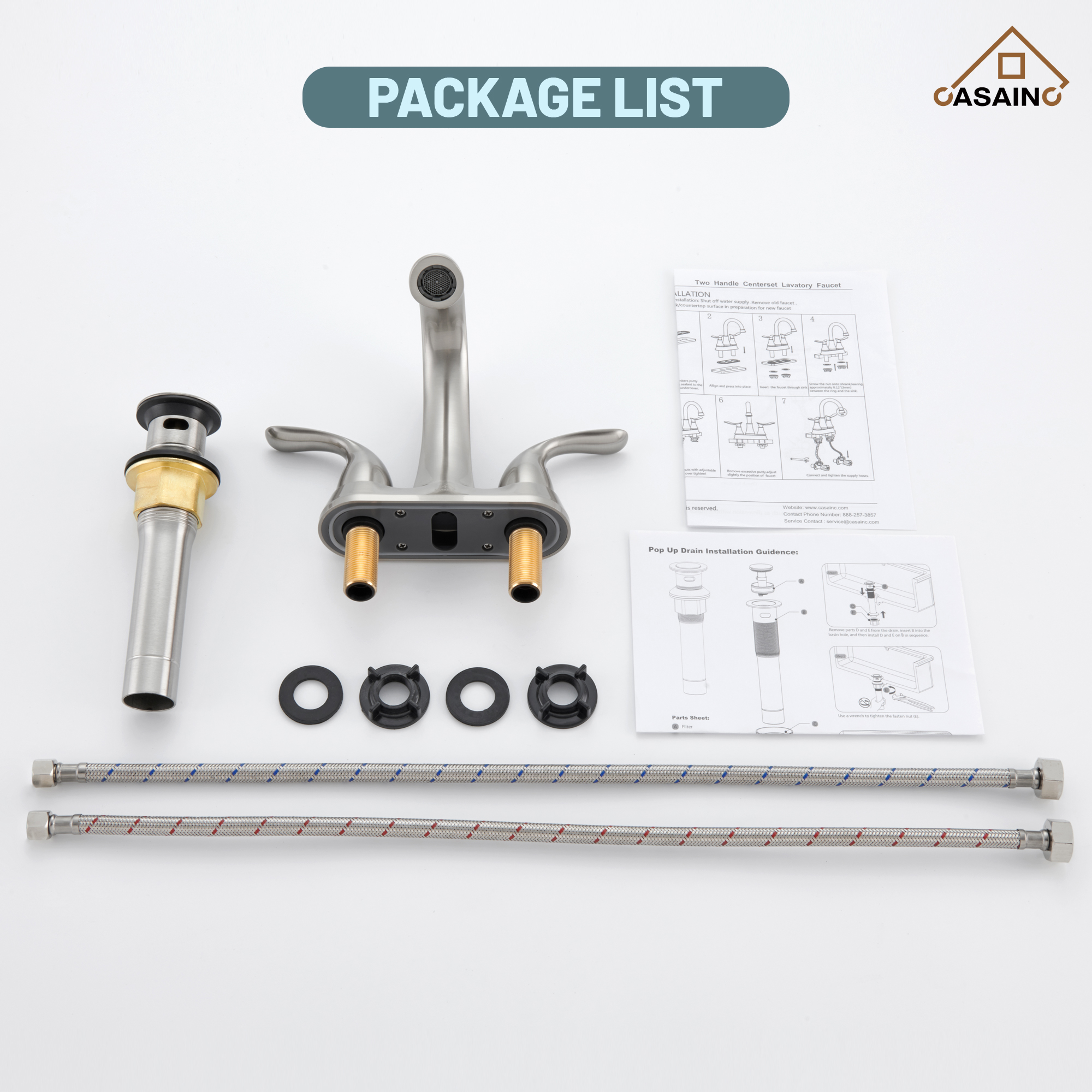 Casainc 4 Inch 2-Handle Centerset Bathroom Sink Faucet for 2-hole Centerset Sink Faucet